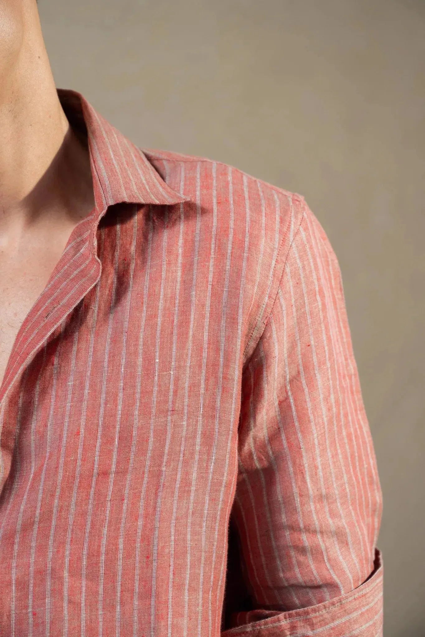 Terracotta Striped 100% Linen ShirtÂ