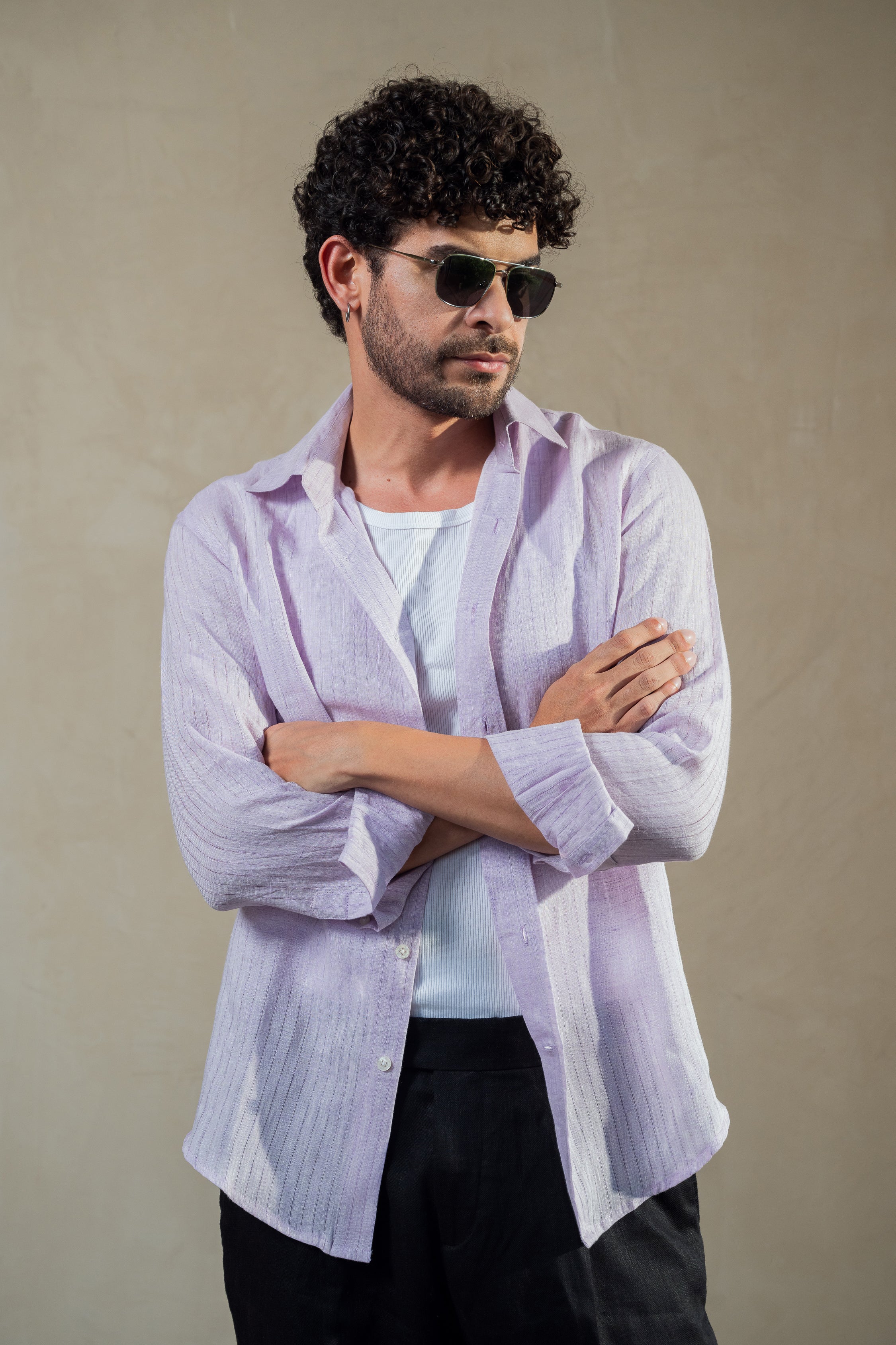 Pastel Purple 100% Linen Shirt