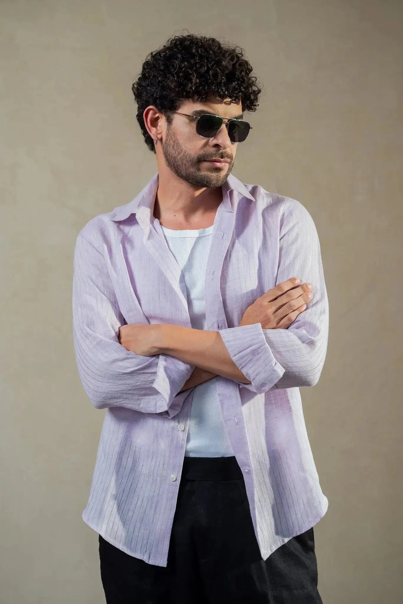 Pastel Purple 100% Linen Shirt
