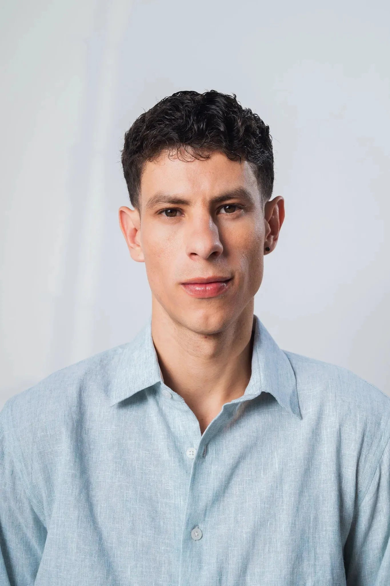aqua linen blend shirt