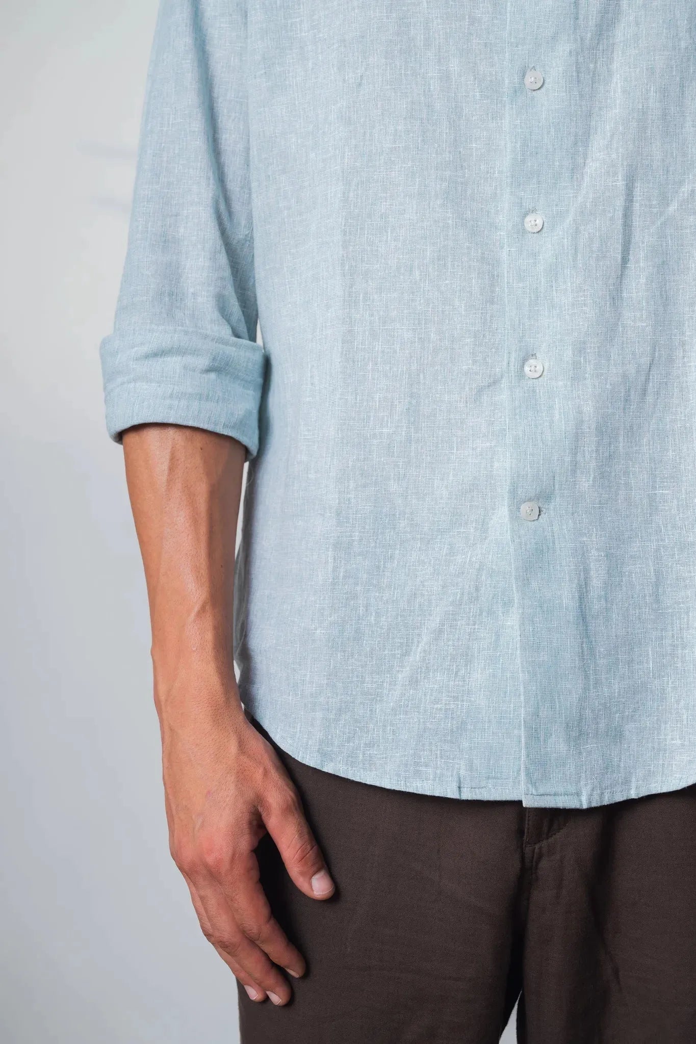 aqua linen blend shirt