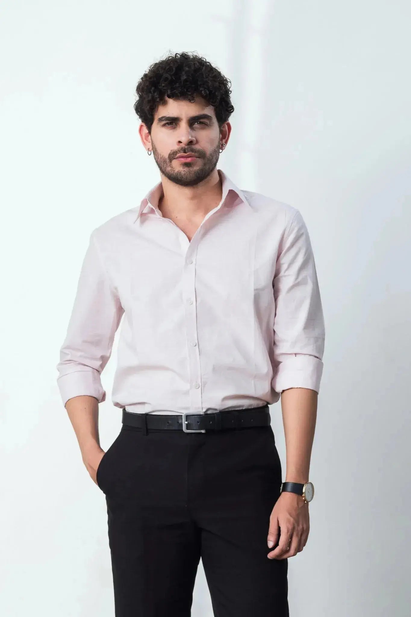 Blush Pink Linen Blend Shirt