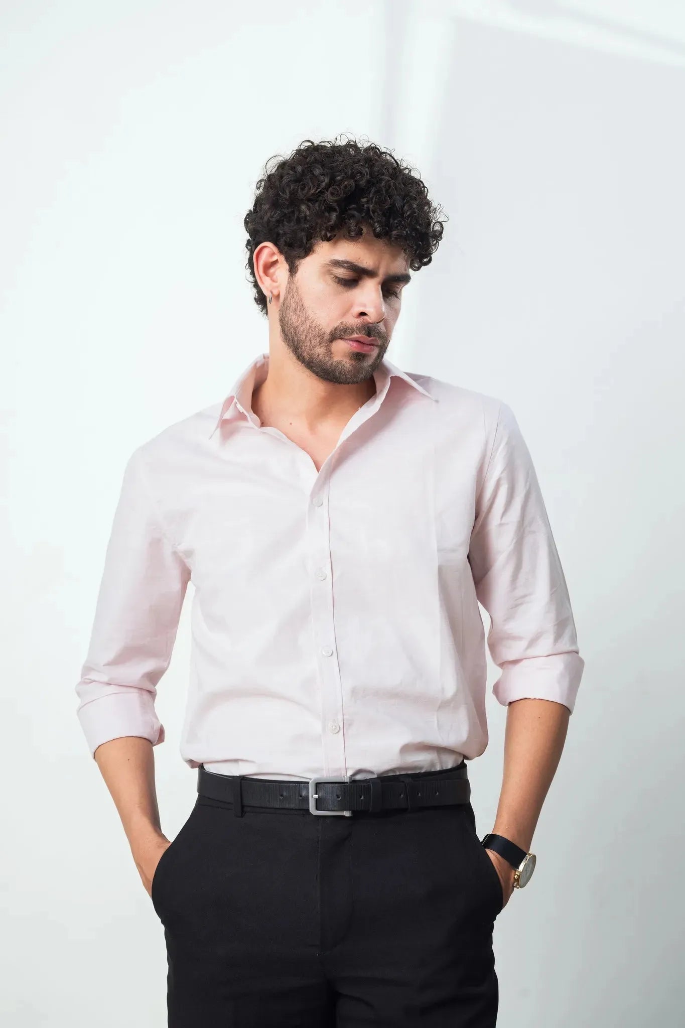 Blush Pink Linen Blend Shirt