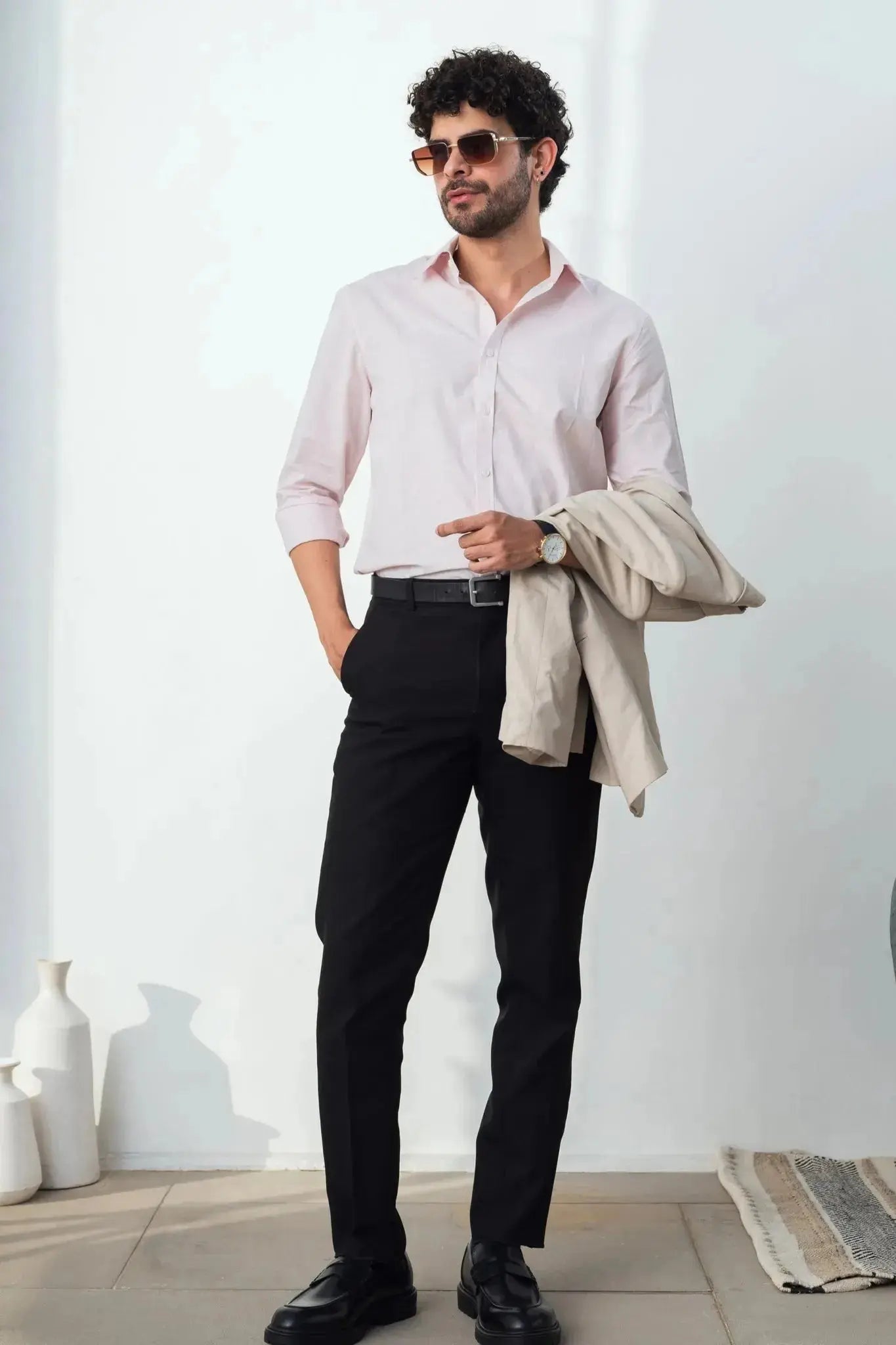 Blush Pink Linen Blend Shirt