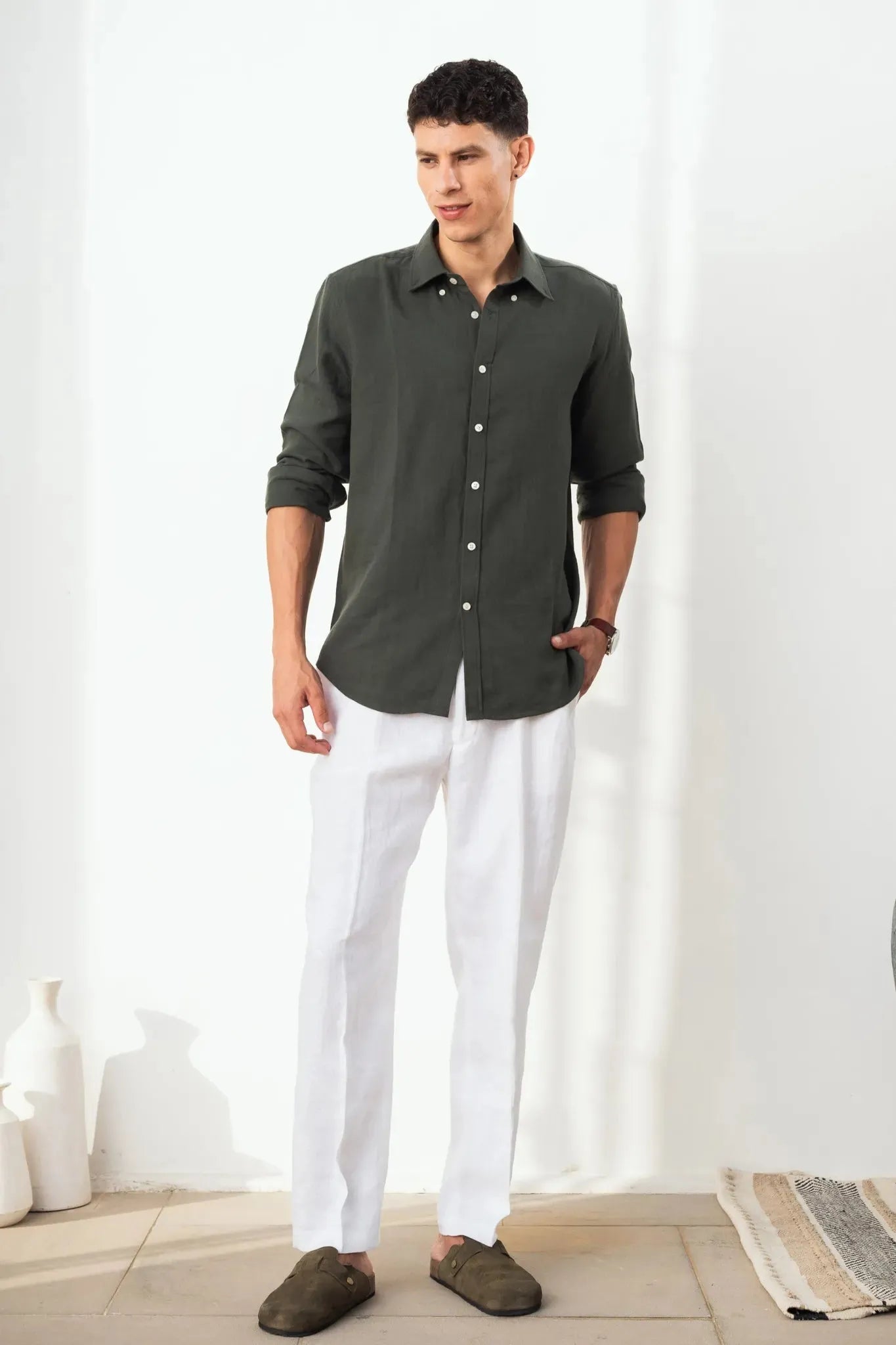Dark Green 100% Cotton Shirt