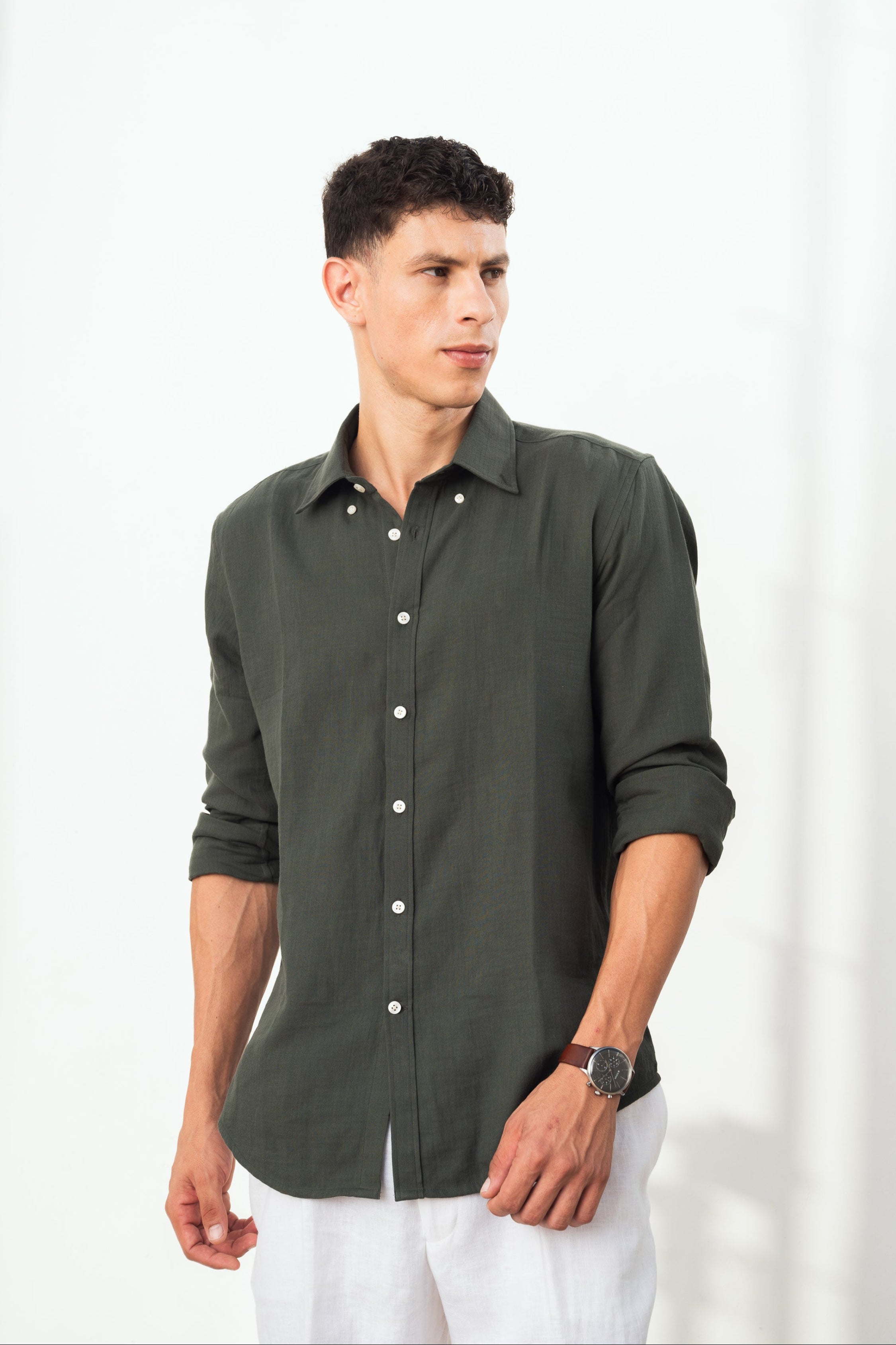 Dark Green 100% Cotton Shirt