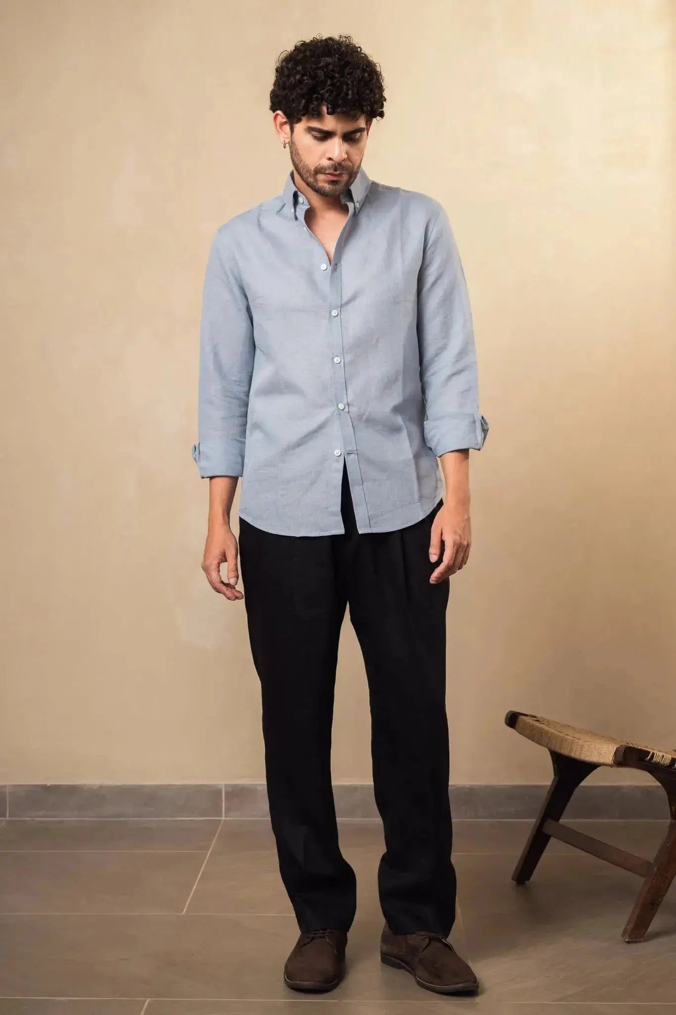 Dusty Grey Linen Blend Shirt