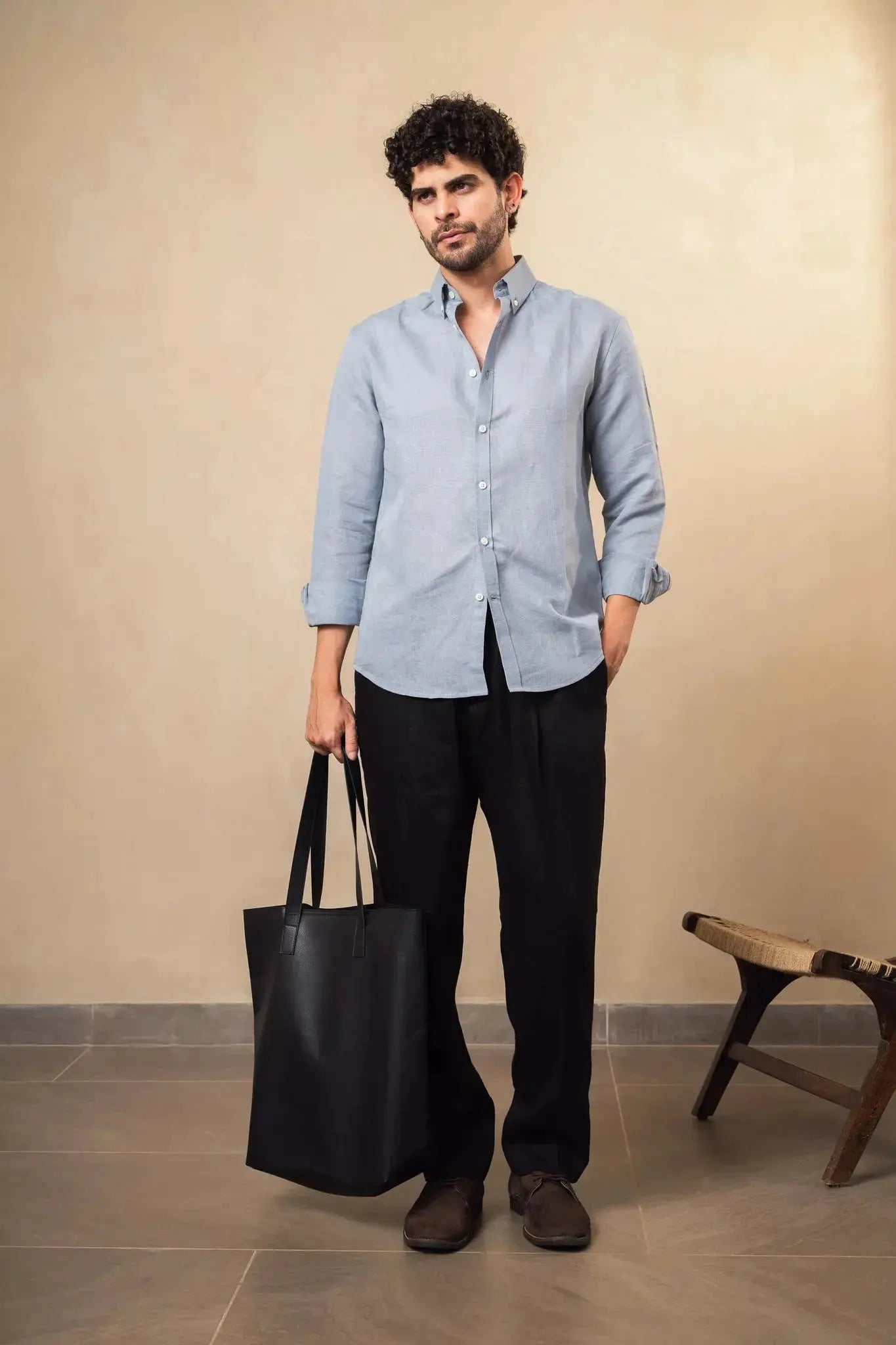 Dusty Grey Linen Blend Shirt