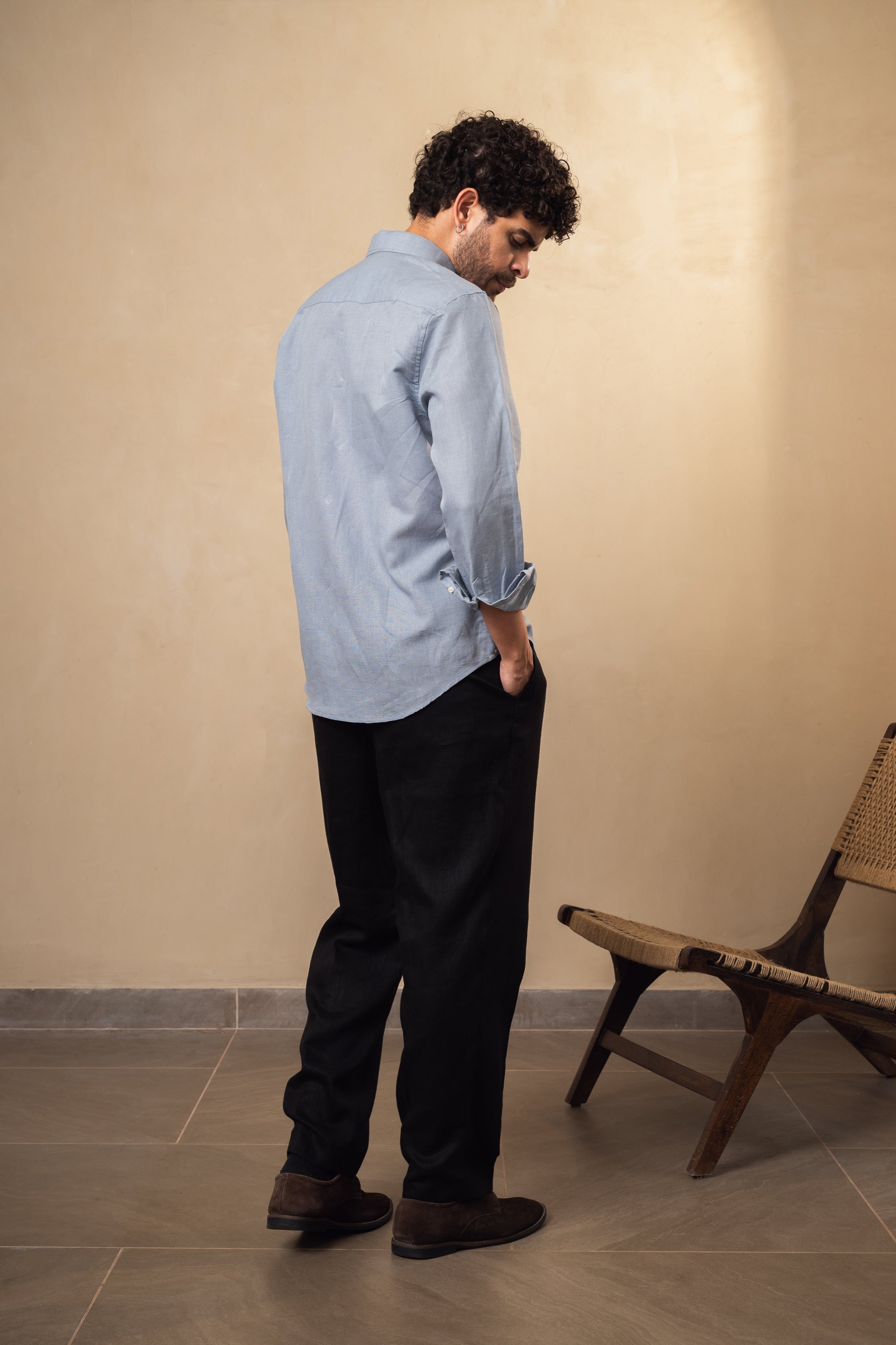 Dusty Grey Linen Blend Shirt