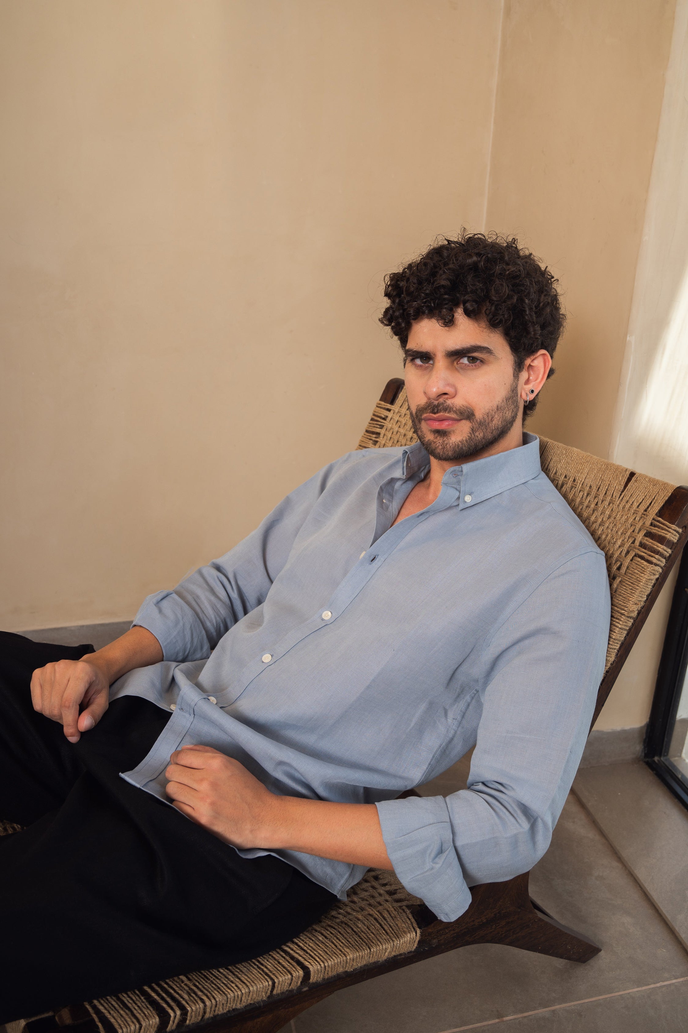 Dusty Grey Linen Blend Shirt