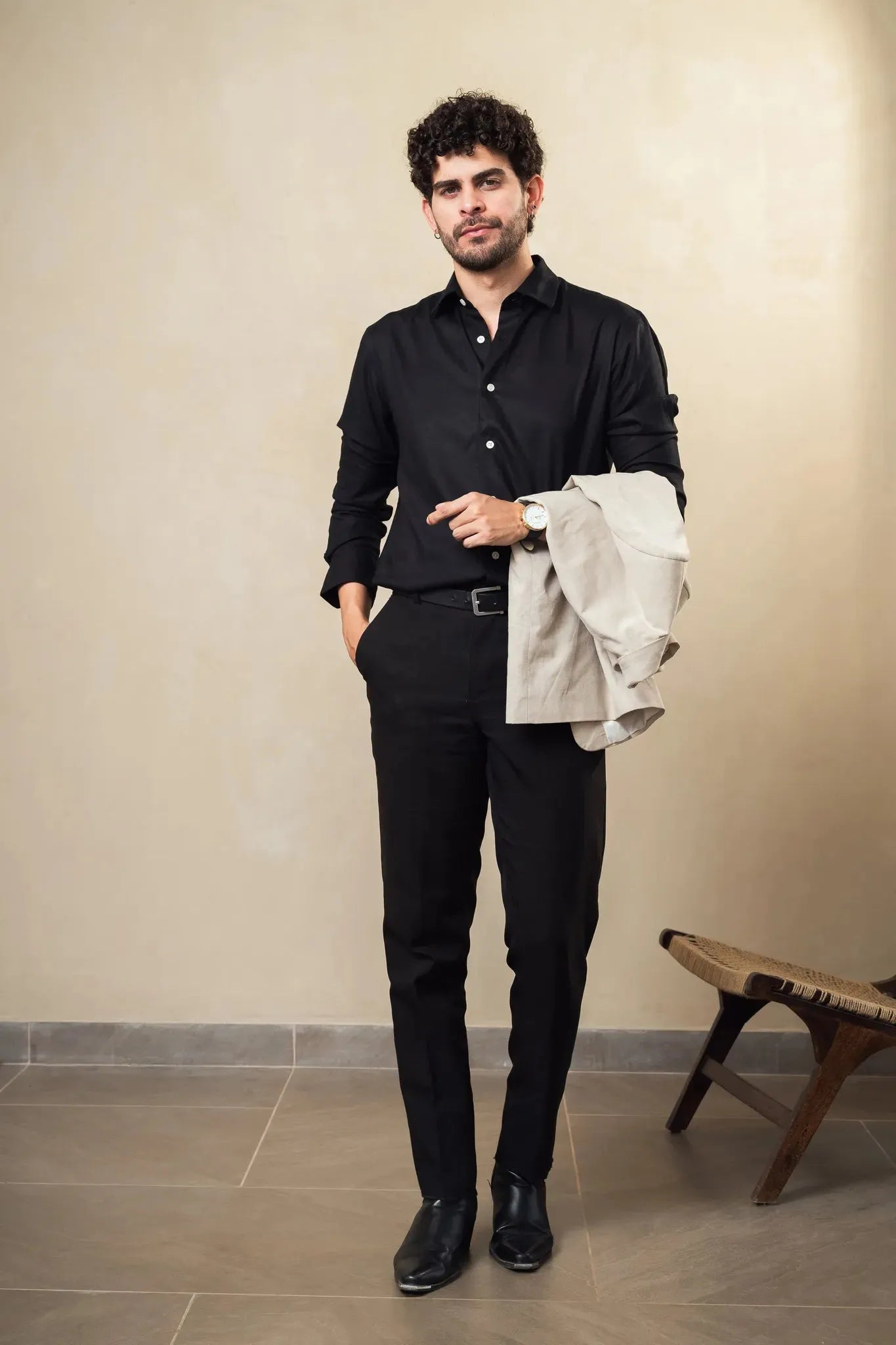 black rayon shirt