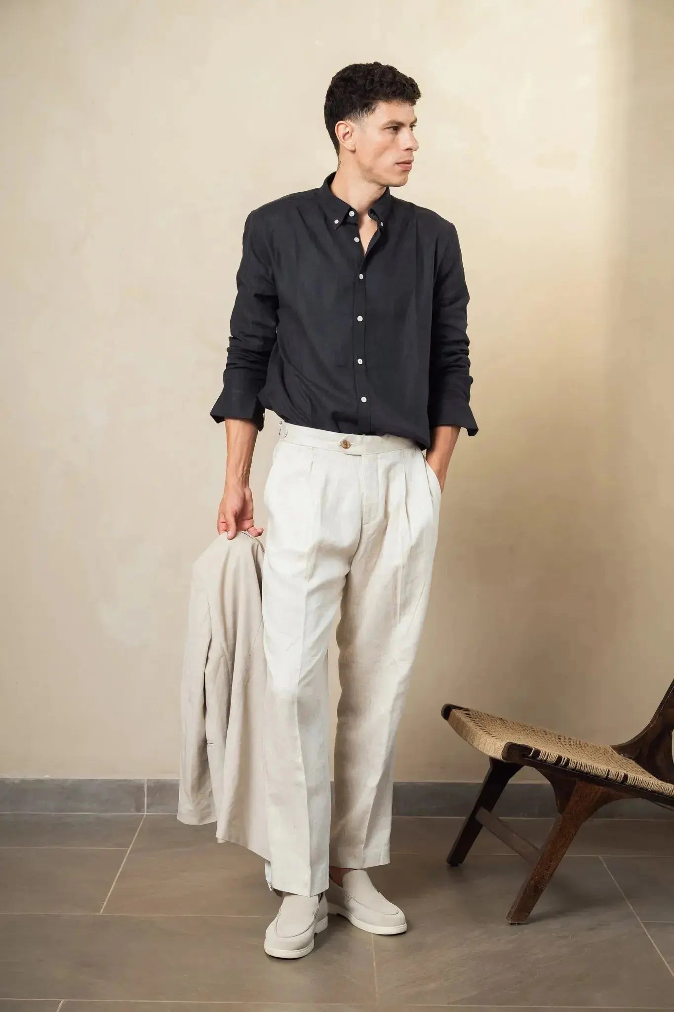 Dark Grey Linen Blend Shirt