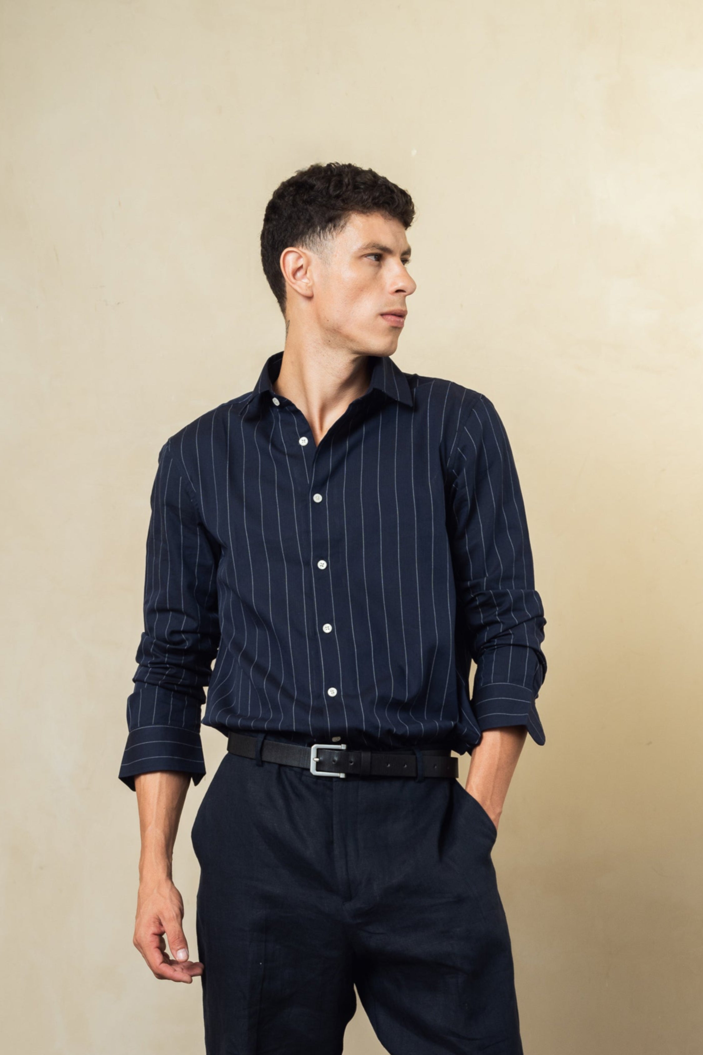 blue strip cotton shirt