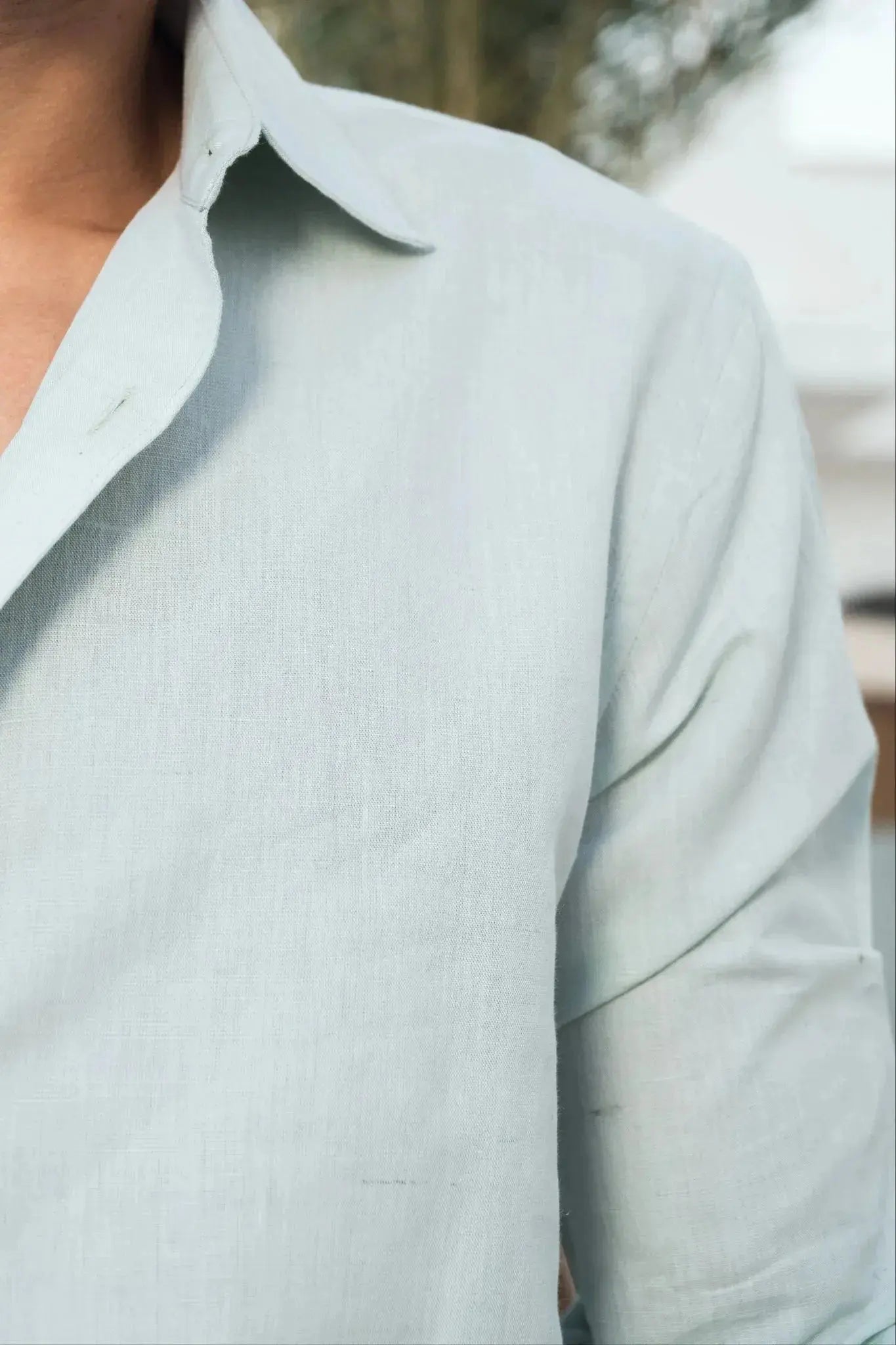 French grey linen blend shirt