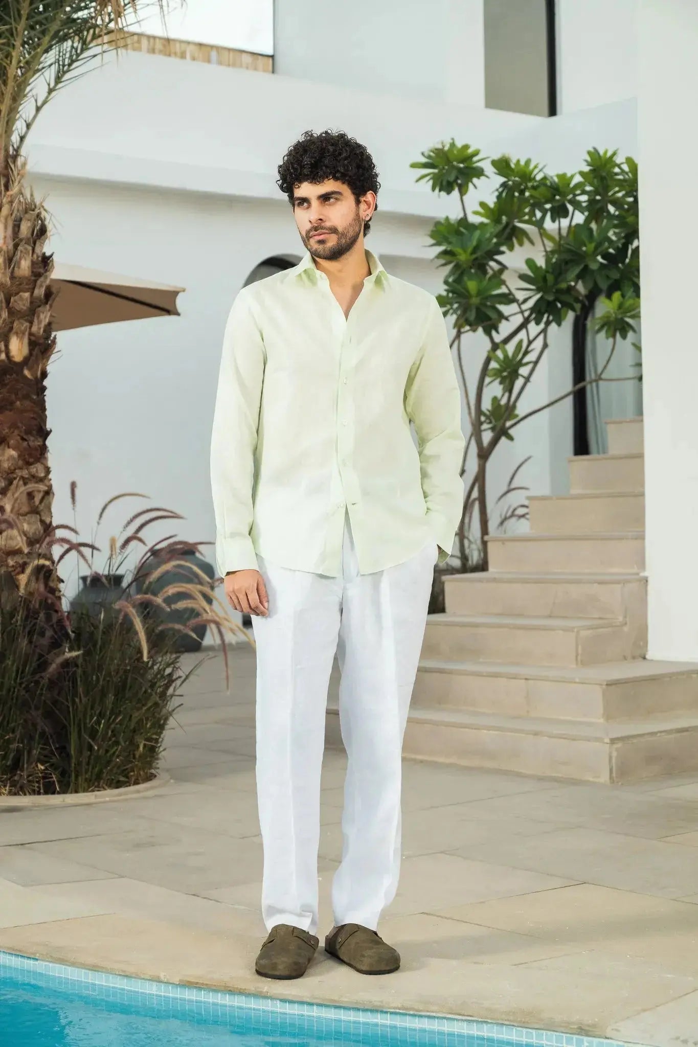 Mint Green Linen Blend Shirt