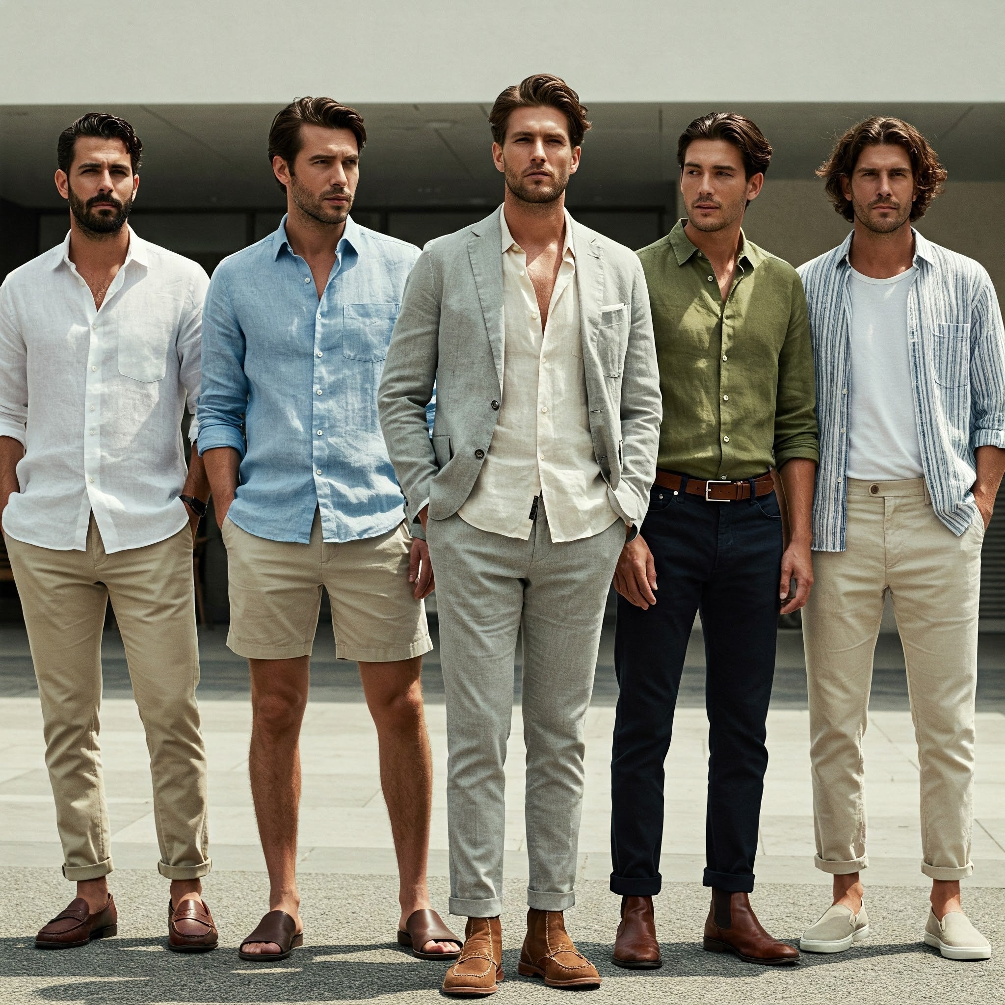 Stylish Minimalist Outfits Featuring Linen Shirts for Men 