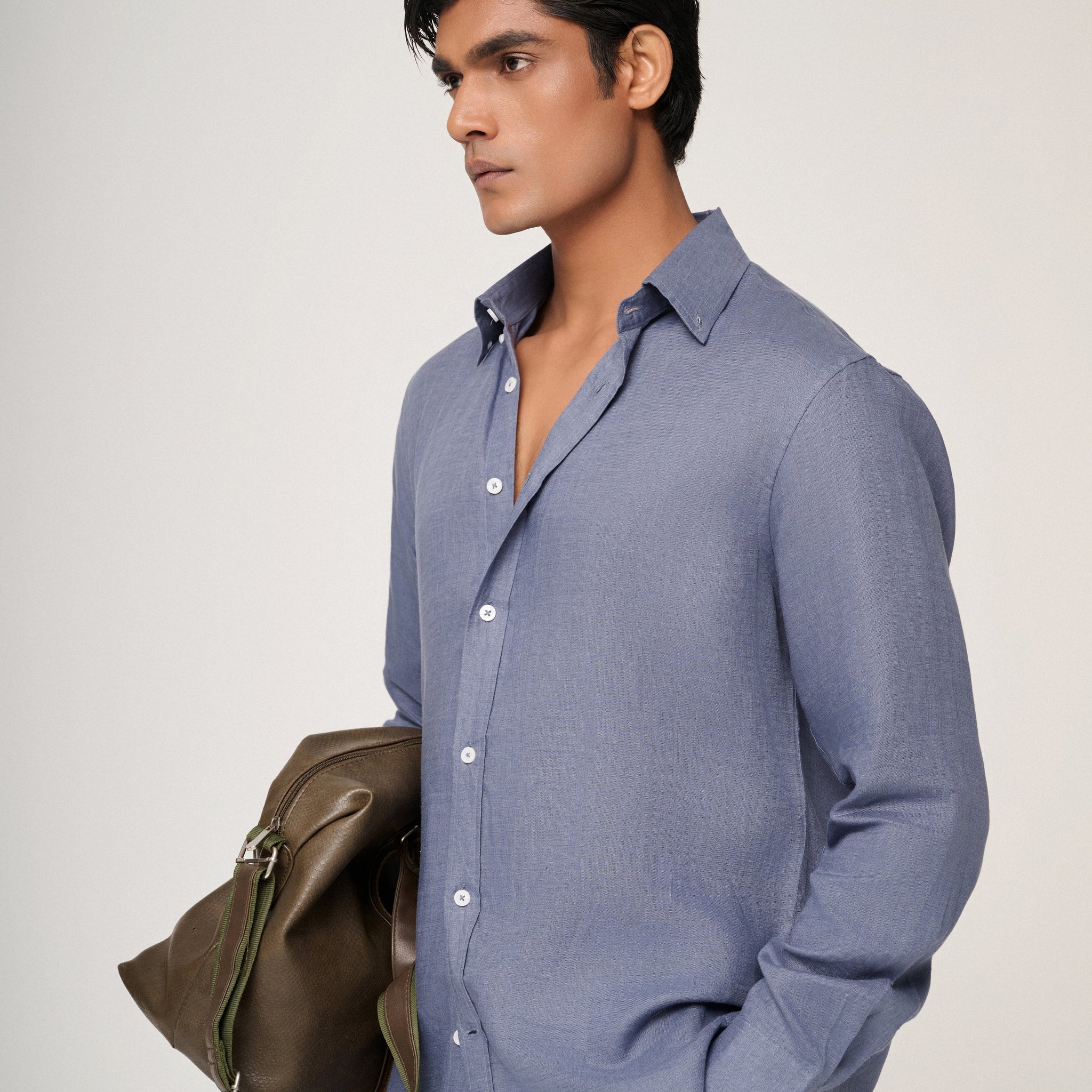 Slate Blue Essential Linen Shirt