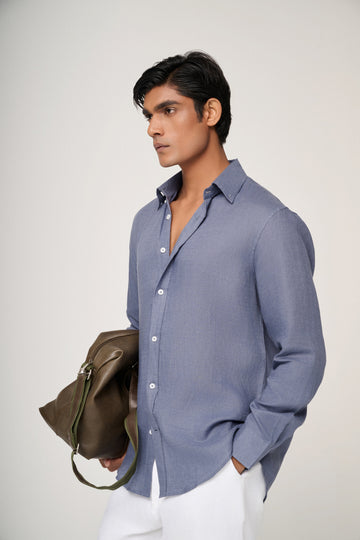 Slate Blue Essential Linen Shirt