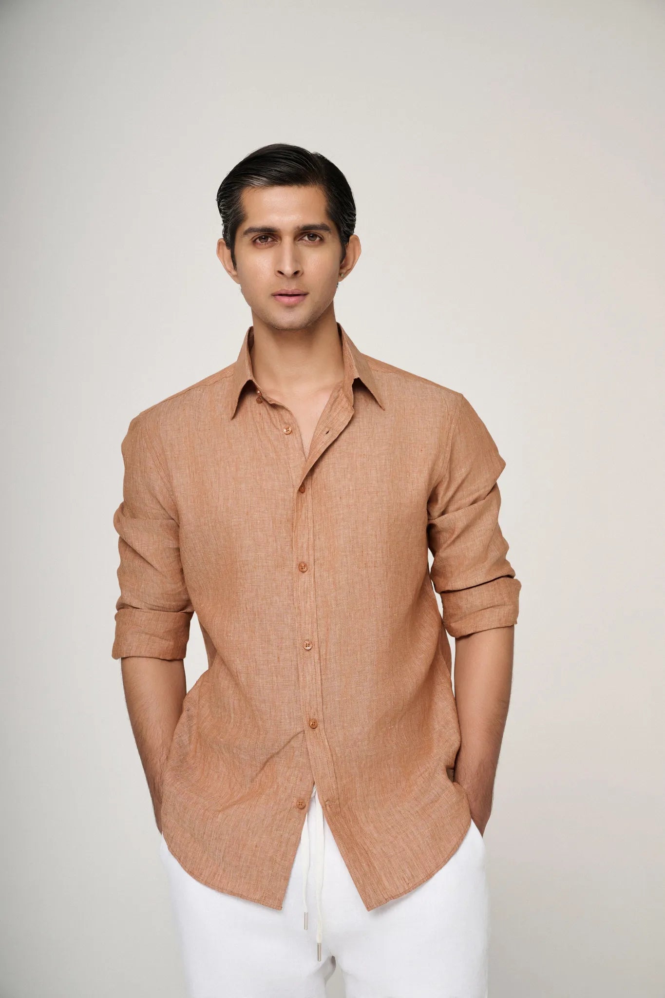 Light Brown Classic Linen Shirt