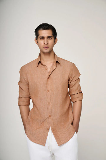 Light Brown Classic Linen Shirt