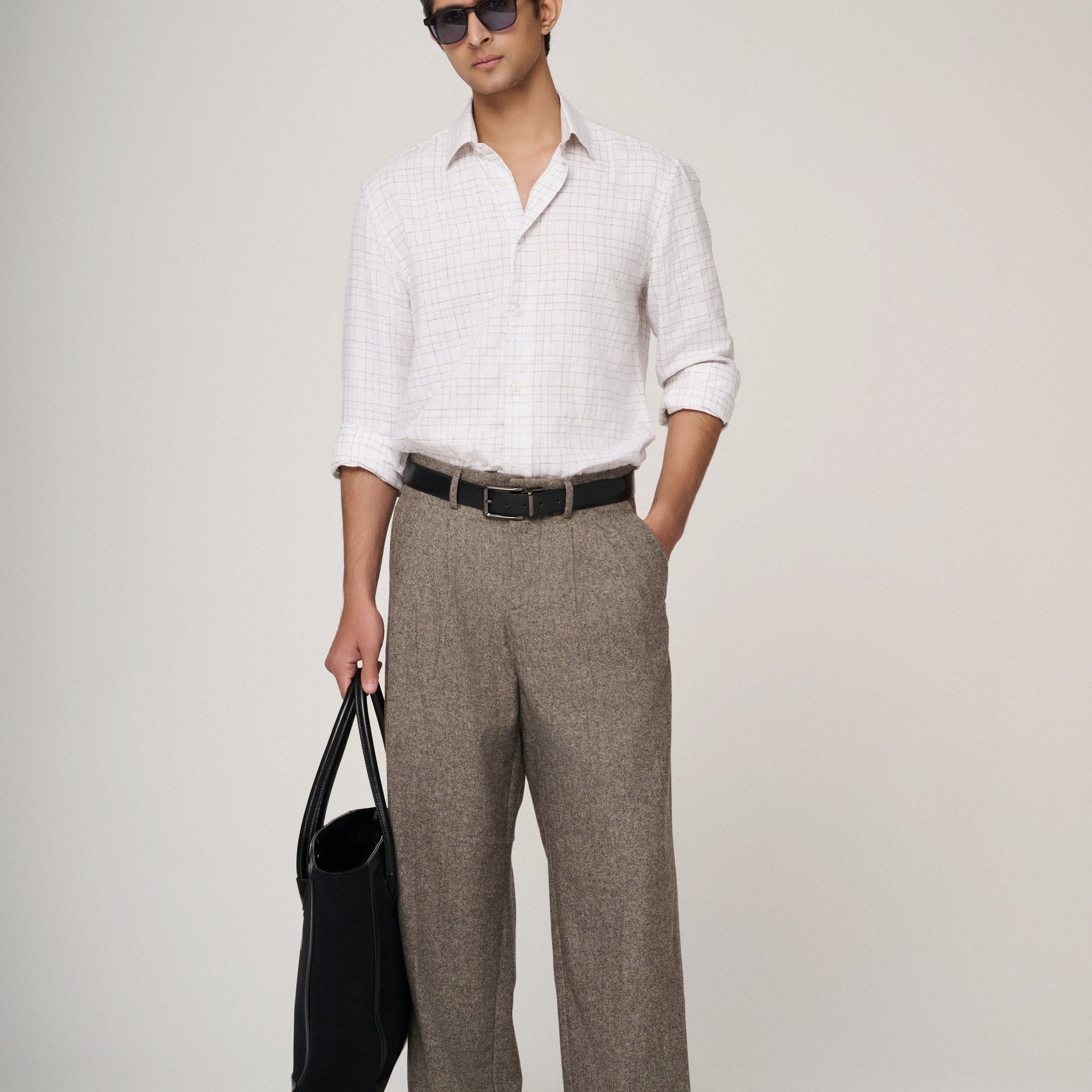 White Check Linen Shirt