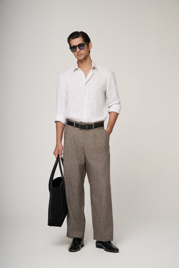 White Check Linen Shirt