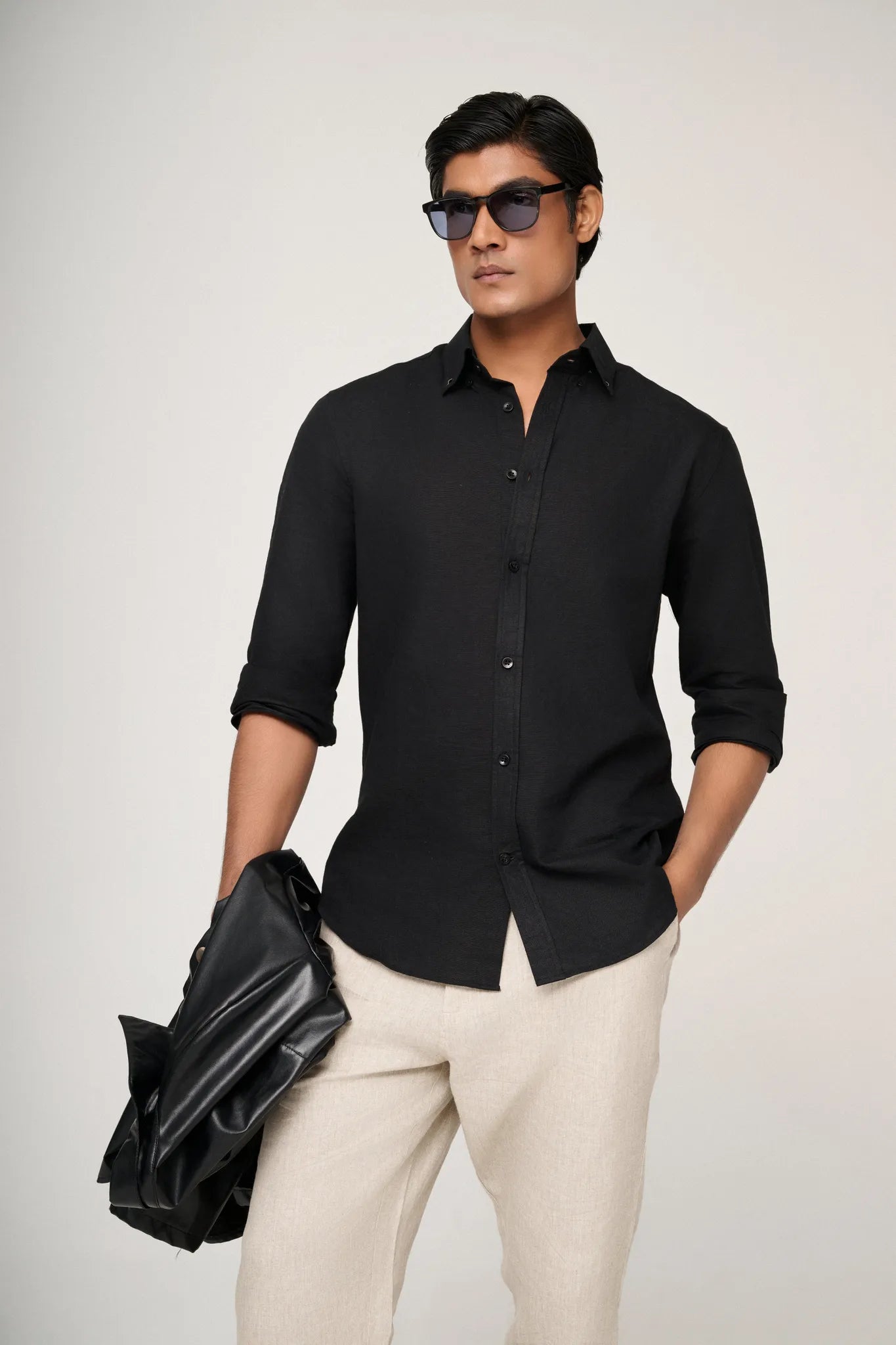Black Linen Shirt for Men