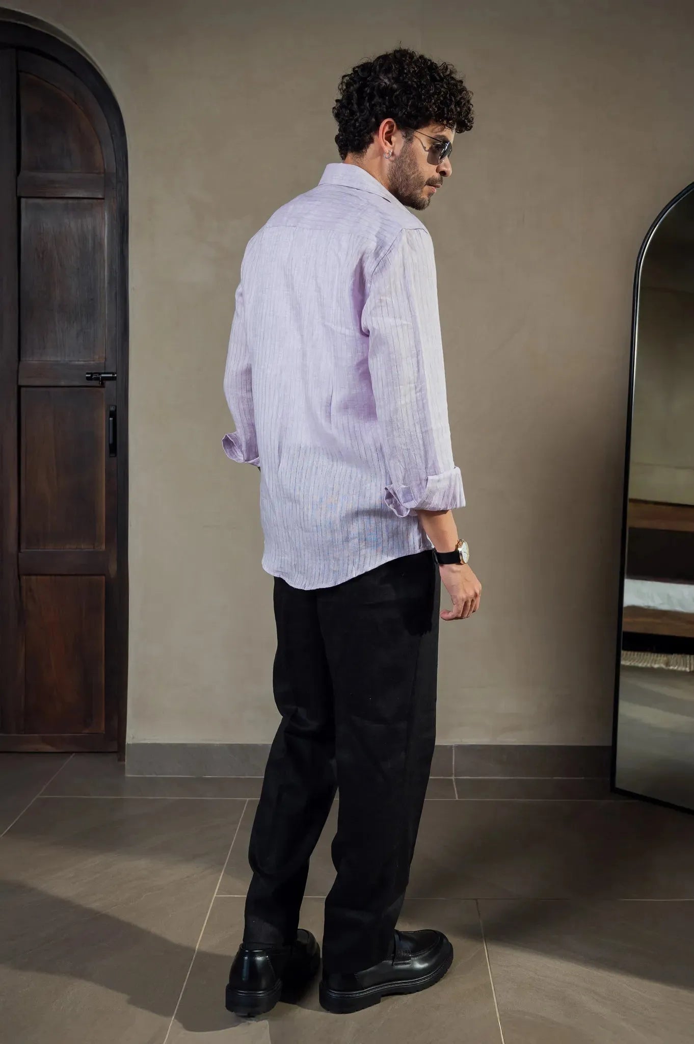 Pastel Purple 100% Linen Shirt