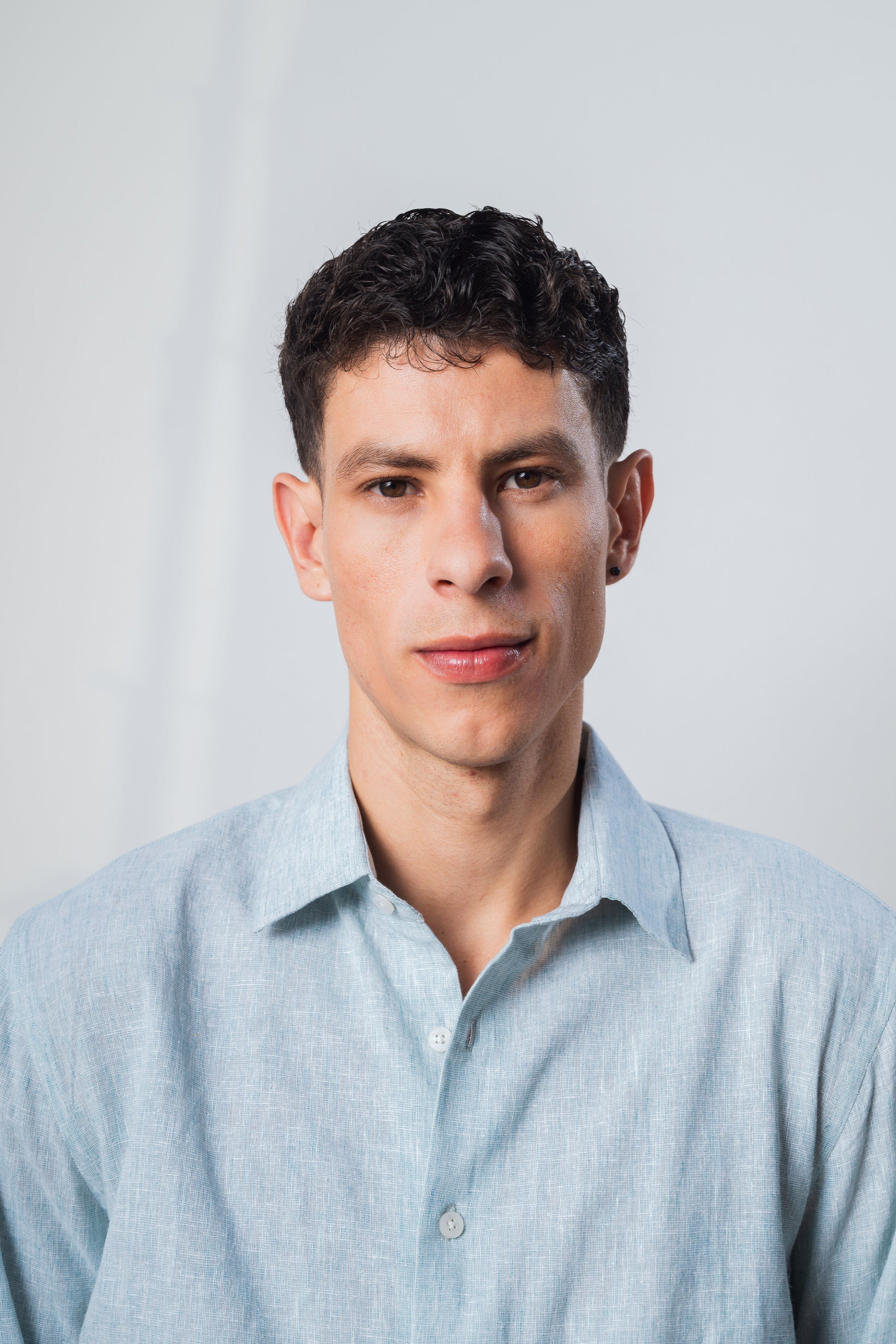 aqua linen blend shirt