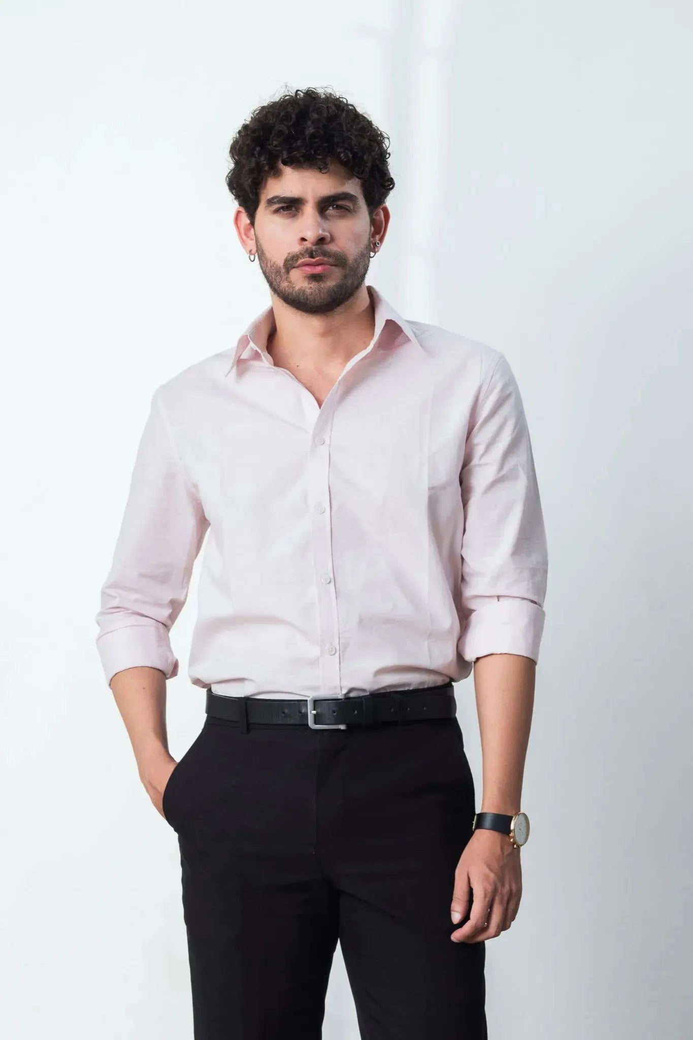 Blush Pink Linen Blend Shirt