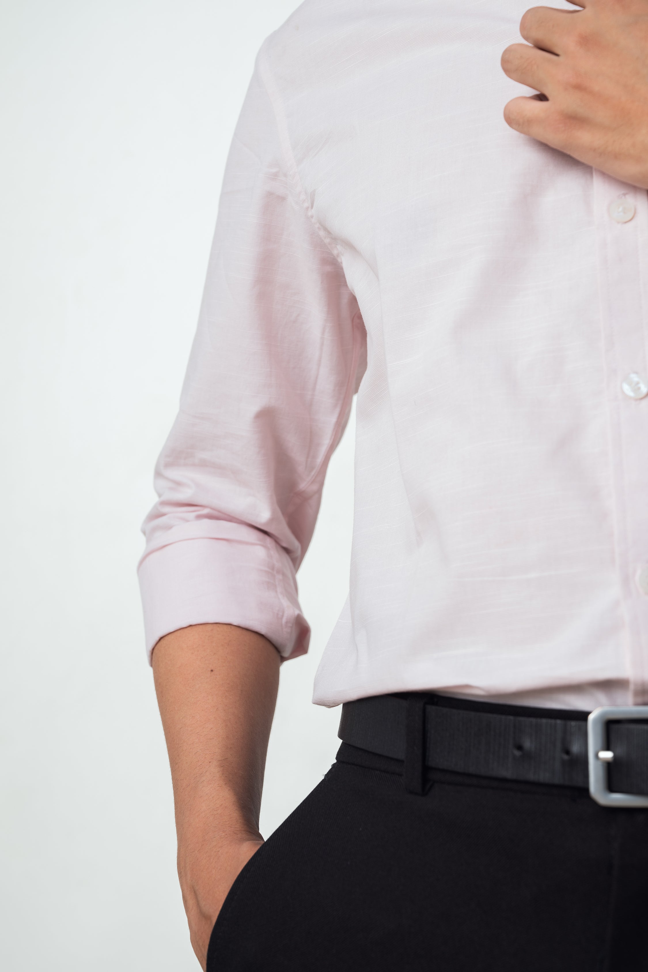 Blush Pink Linen Blend Shirt