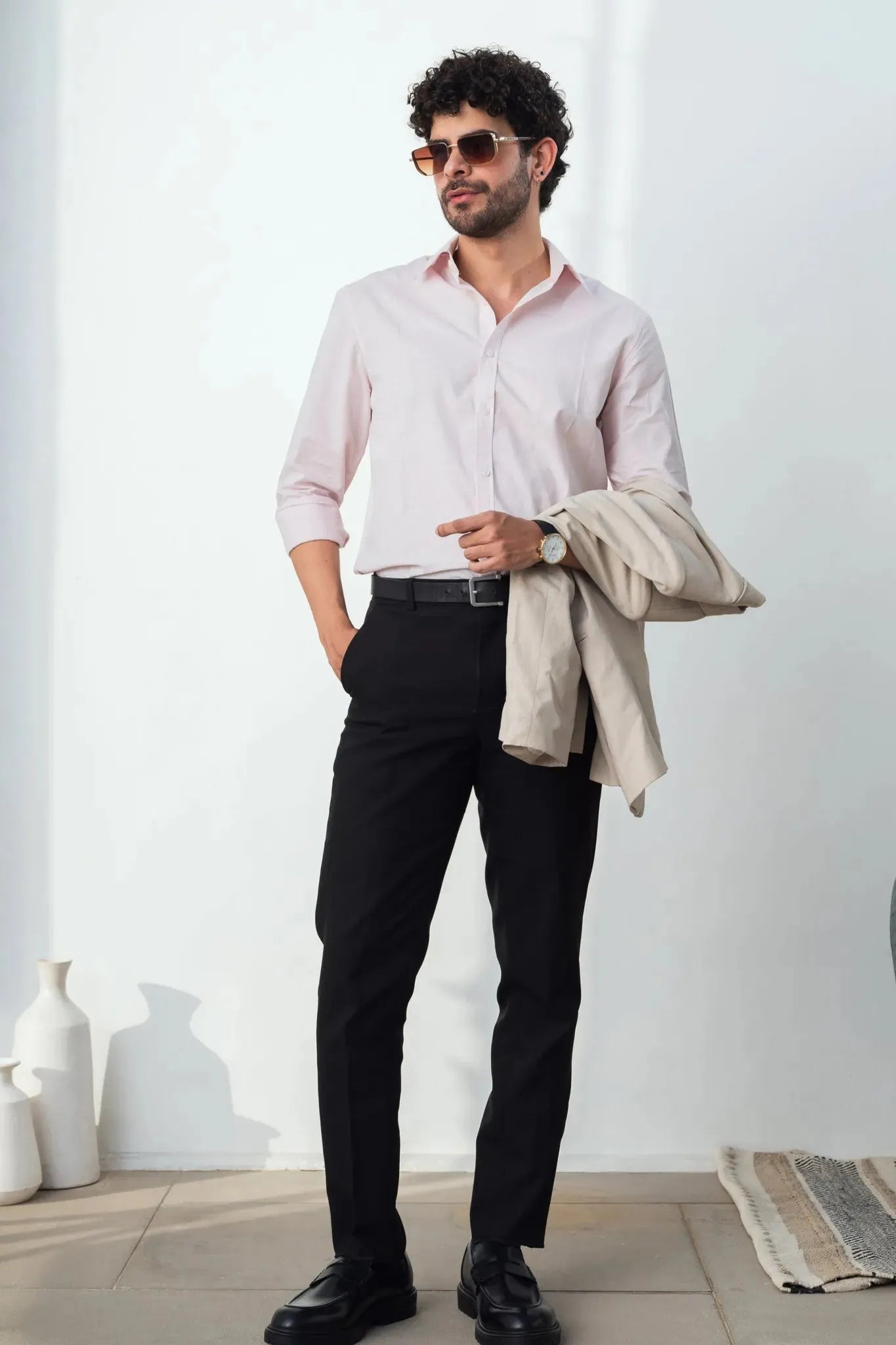 Blush Pink Linen Blend Shirt