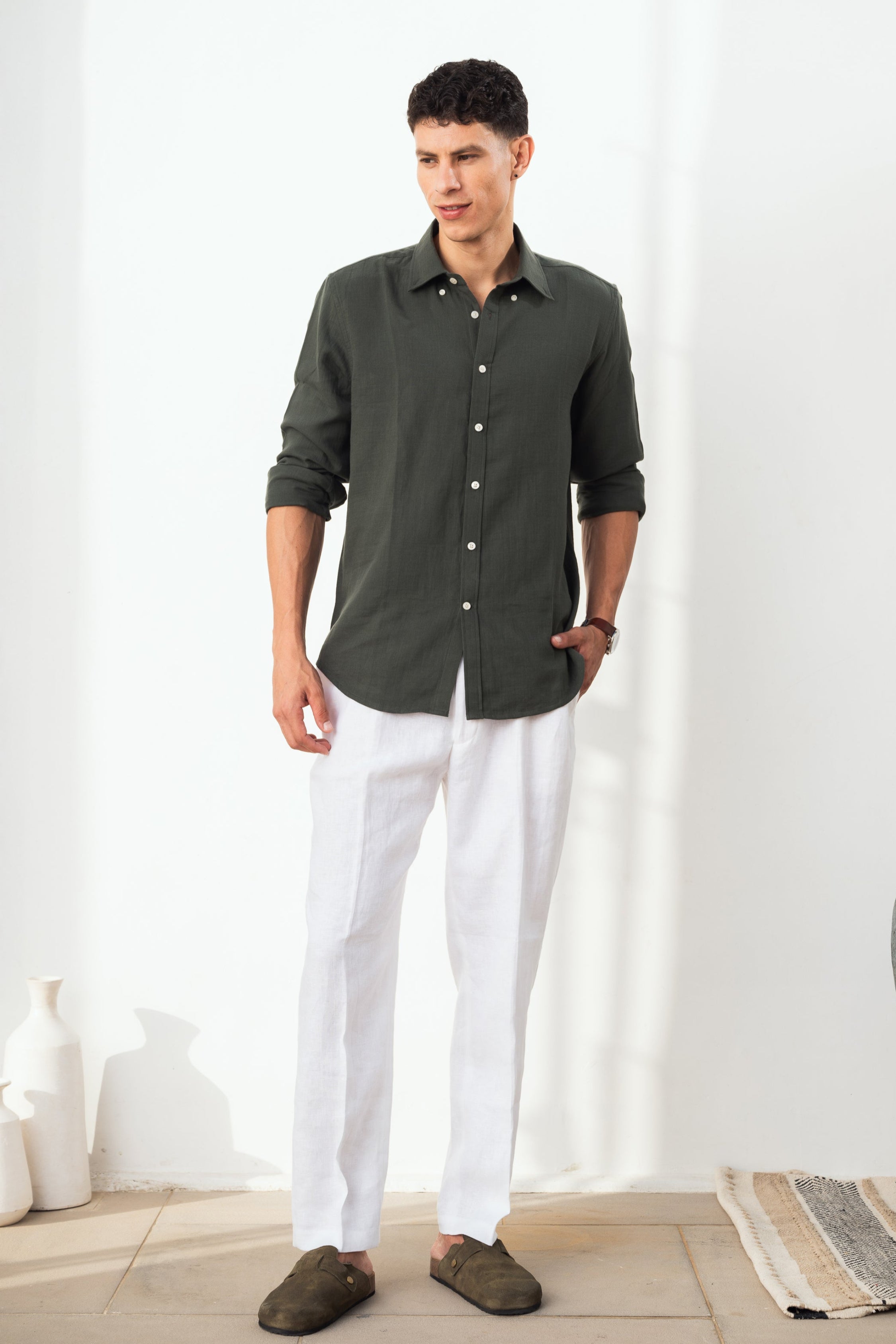 Dark Green 100% Cotton Shirt