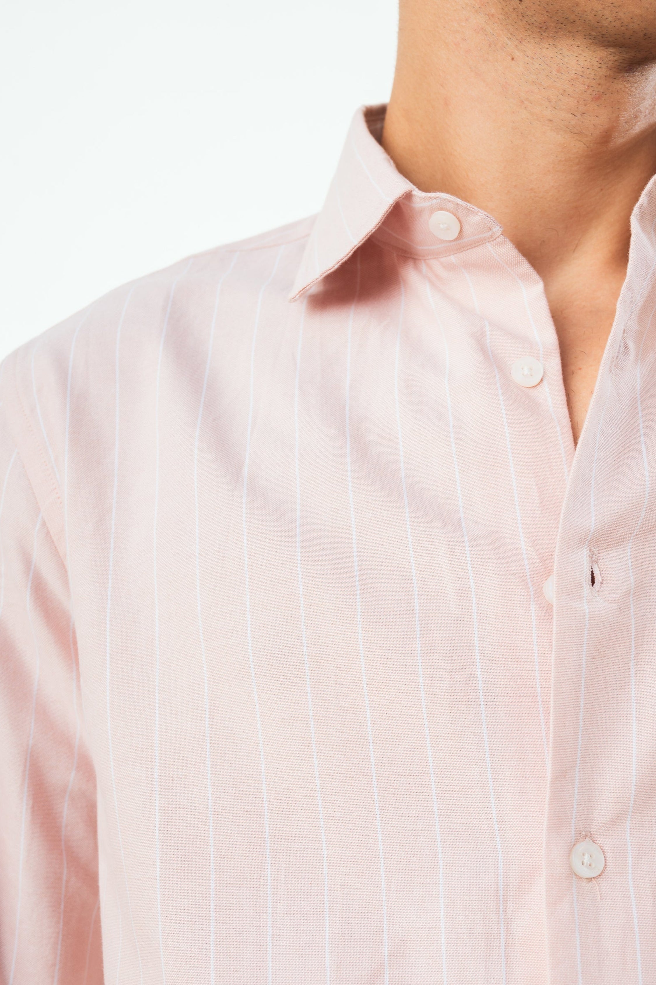 Peach Striped 100% Cotton Shirt