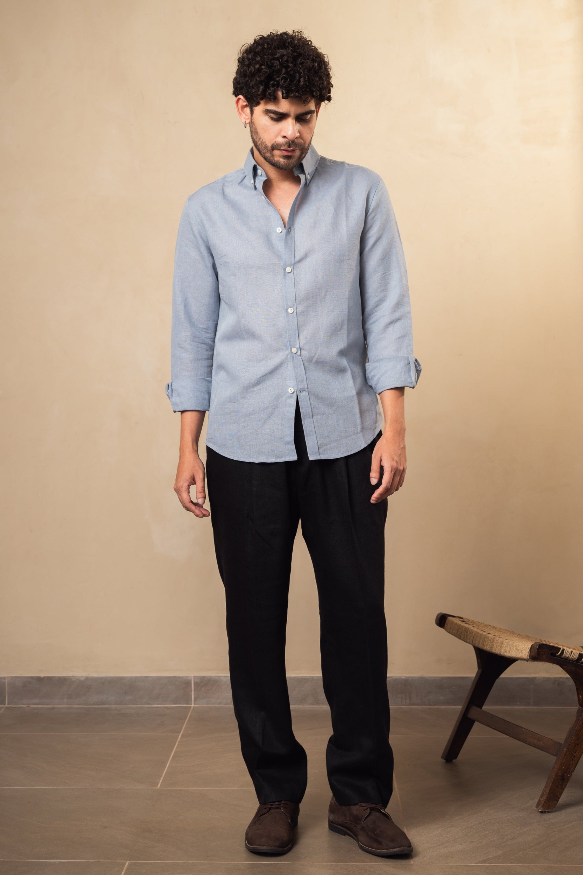Dusty Grey Linen Blend Shirt