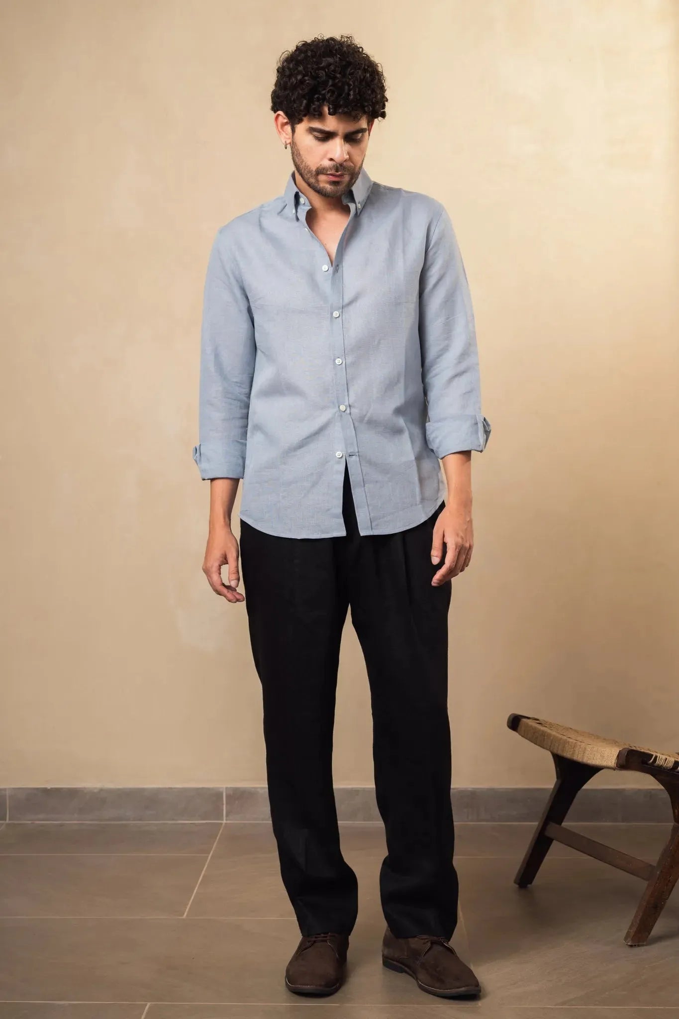 Dusty Grey Linen Blend Shirt