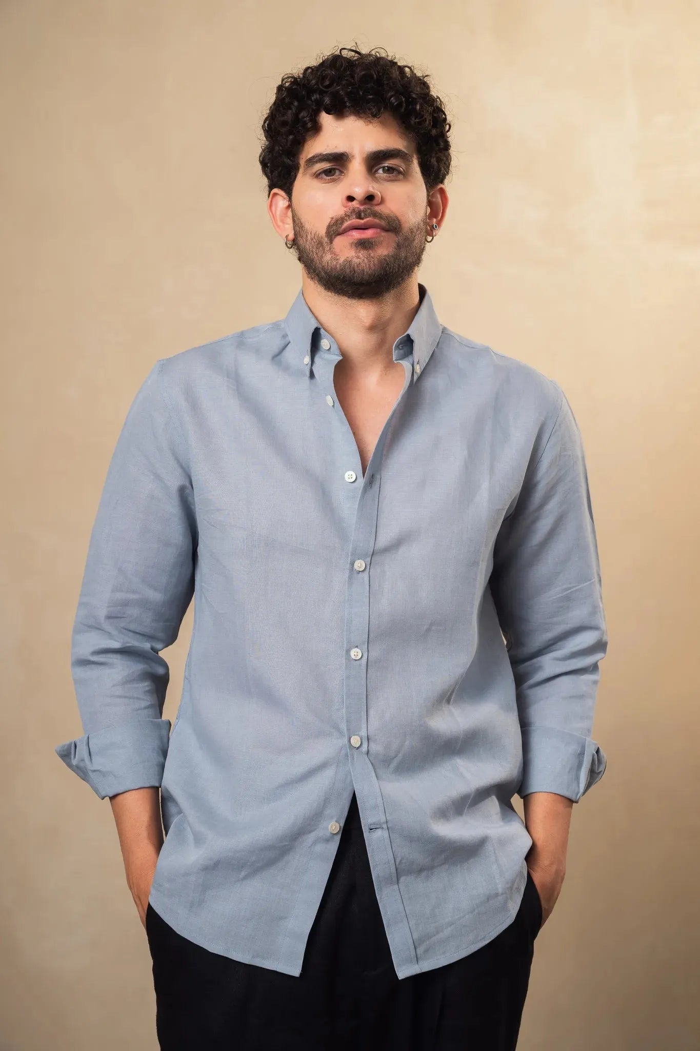 Dusty Grey Linen Blend Shirt