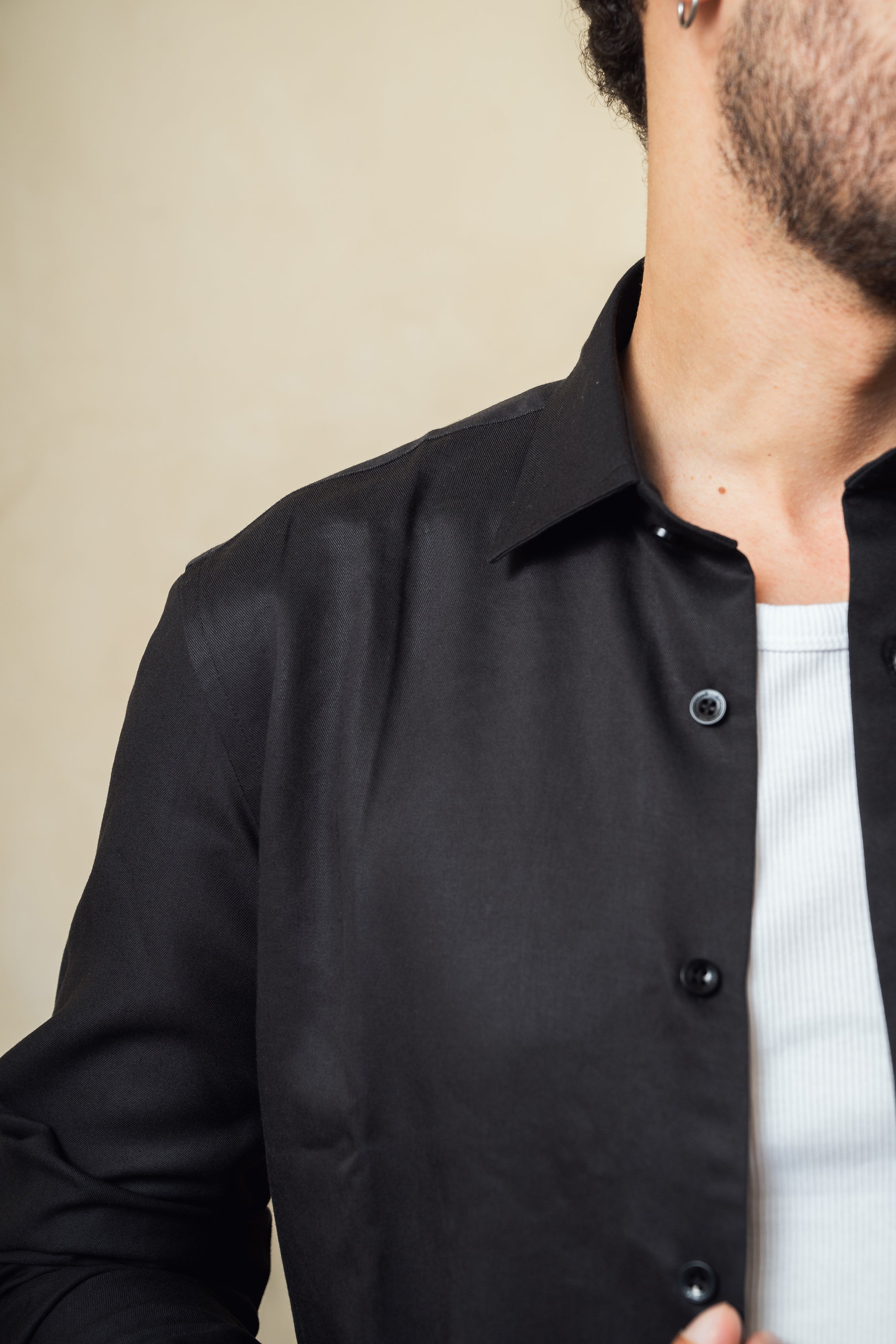 Charcoal Black Linen Blend Shirt