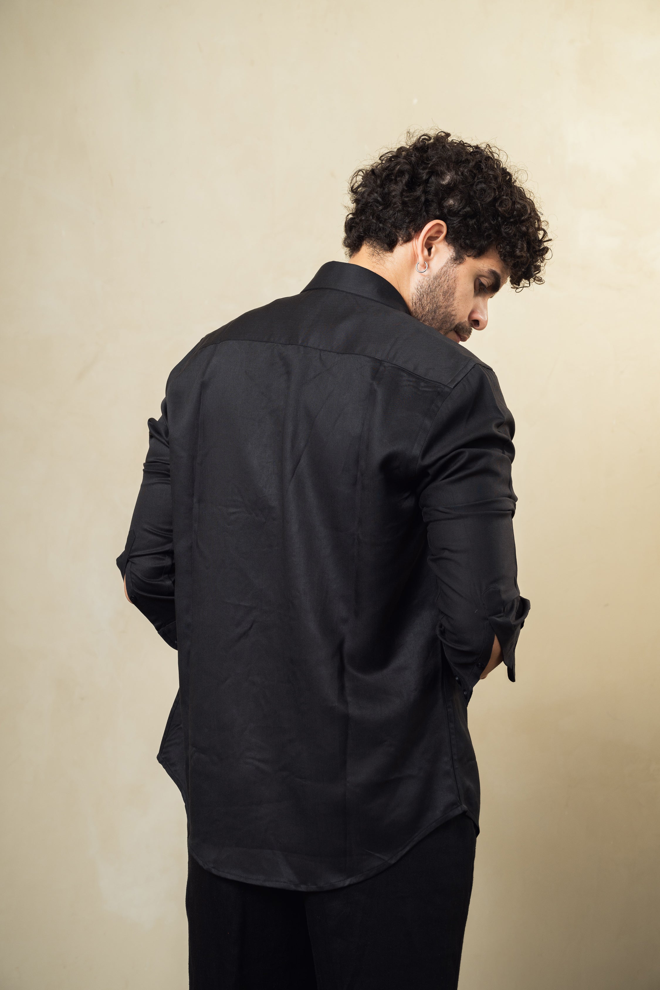 Charcoal Black Linen Blend Shirt