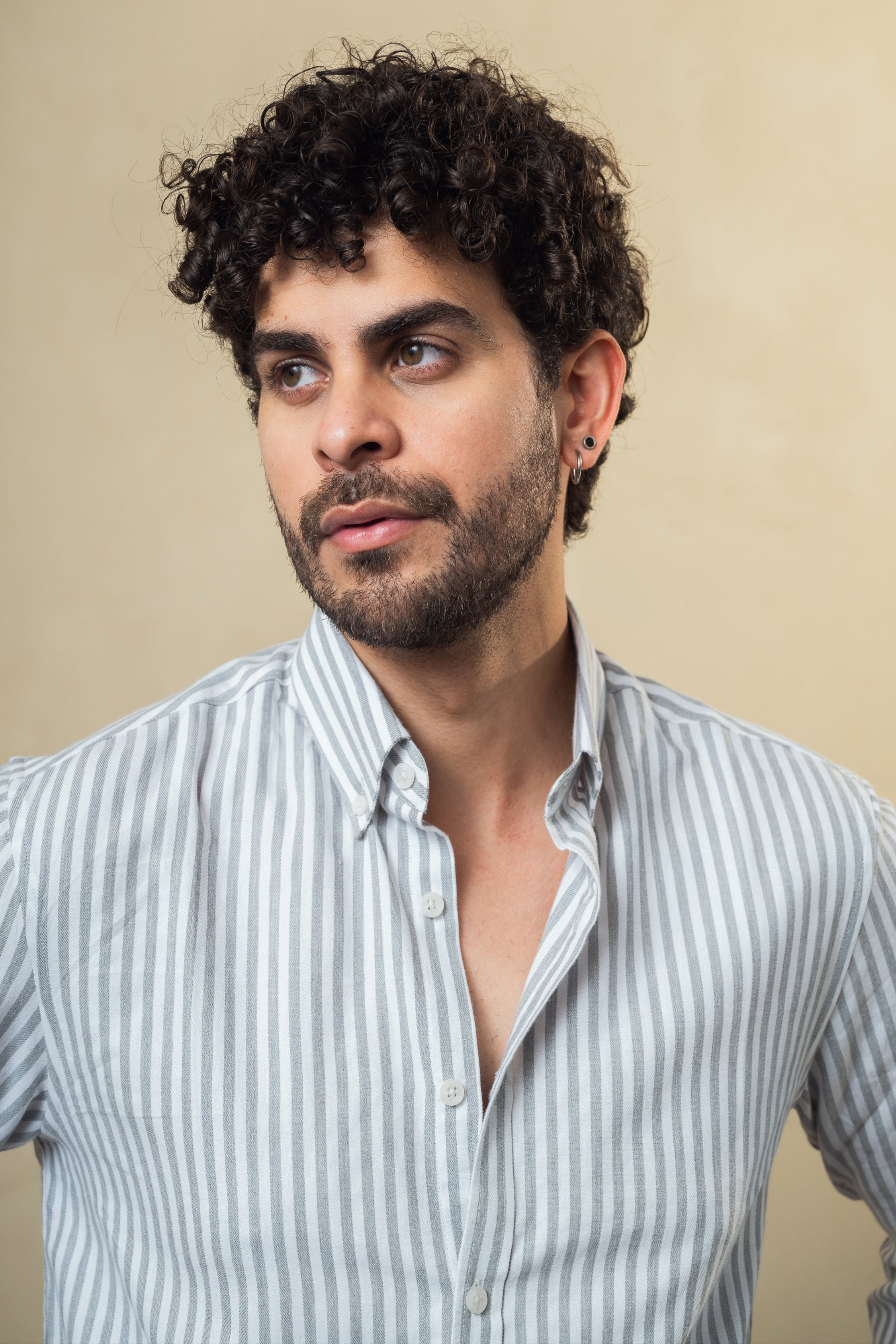 White Grey Striped Cotton Shirt