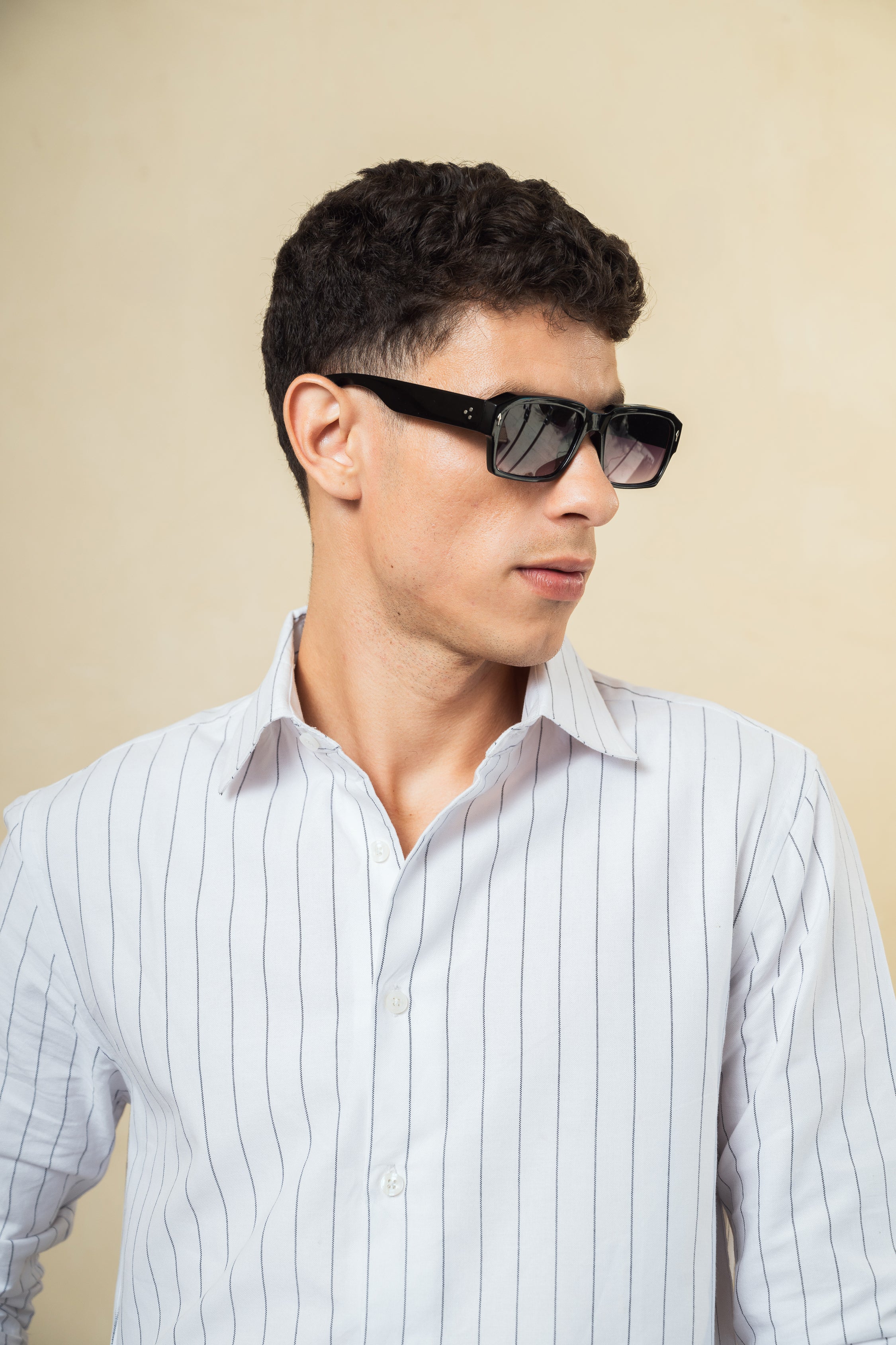 White Black Stripe 100% Cotton Shirt