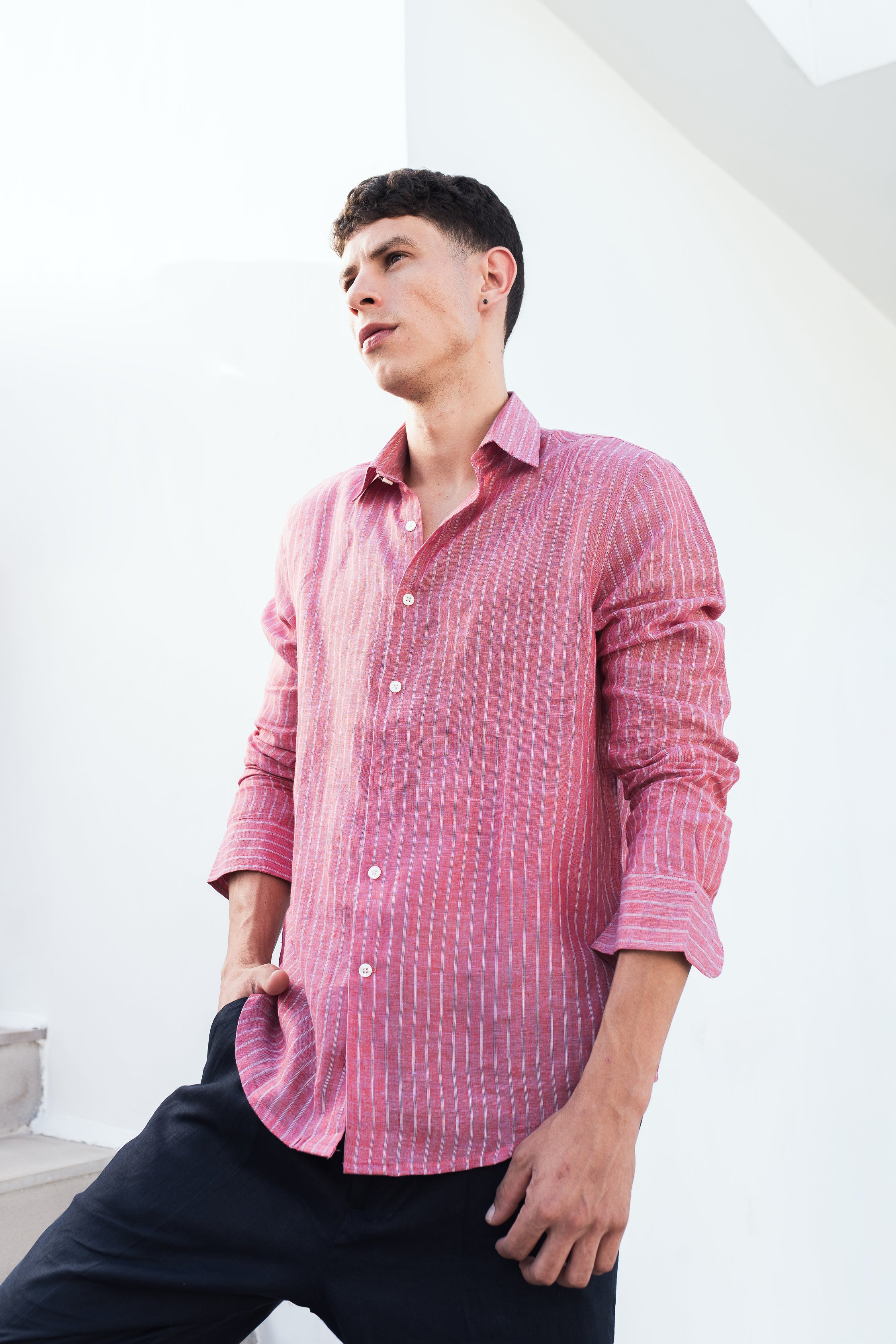 100% linen copper rose shirt