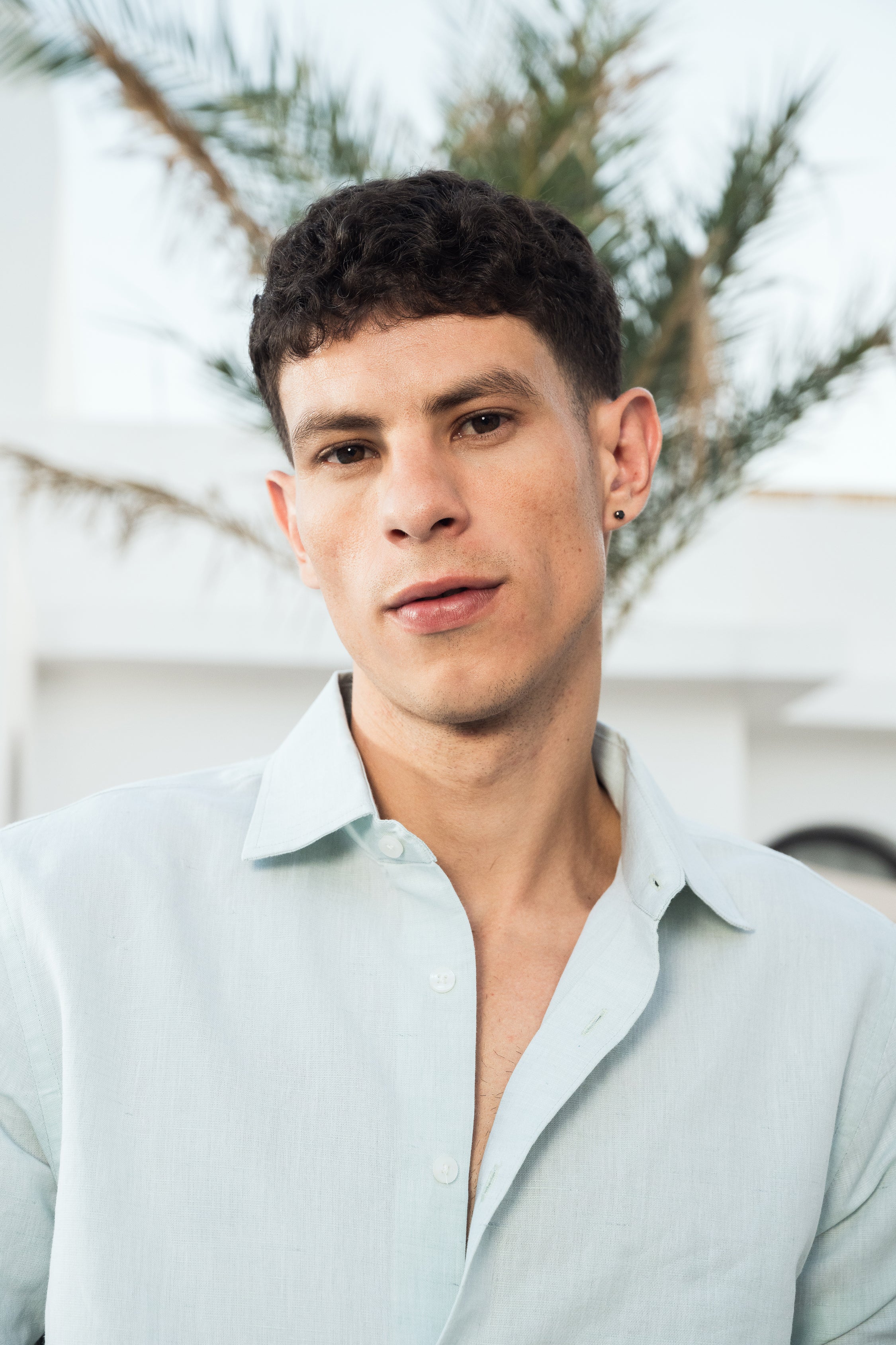 French grey linen blend shirt