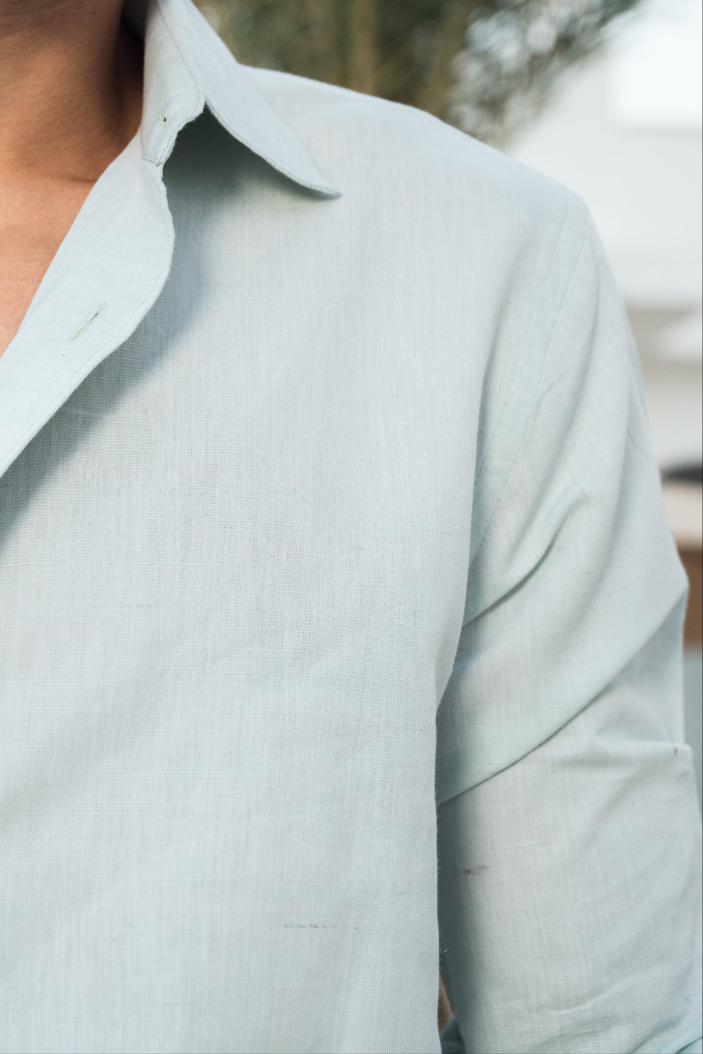 French grey linen blend shirt