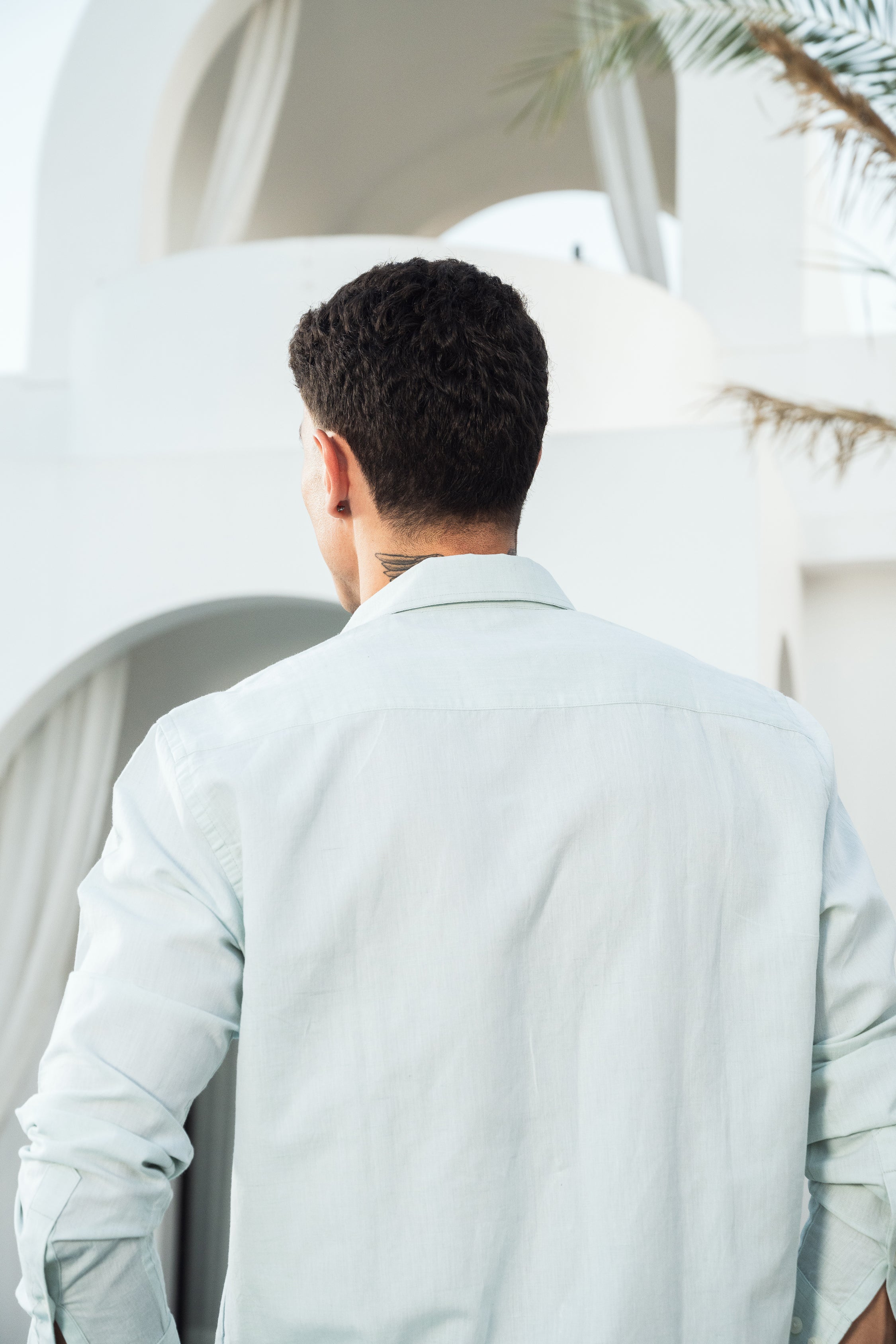 French grey linen blend shirt