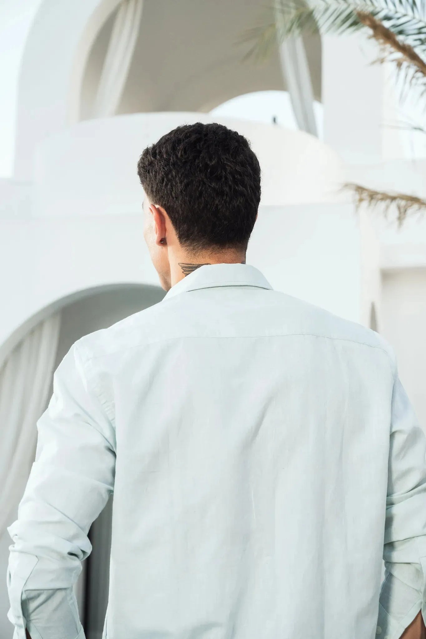 French grey linen blend shirt