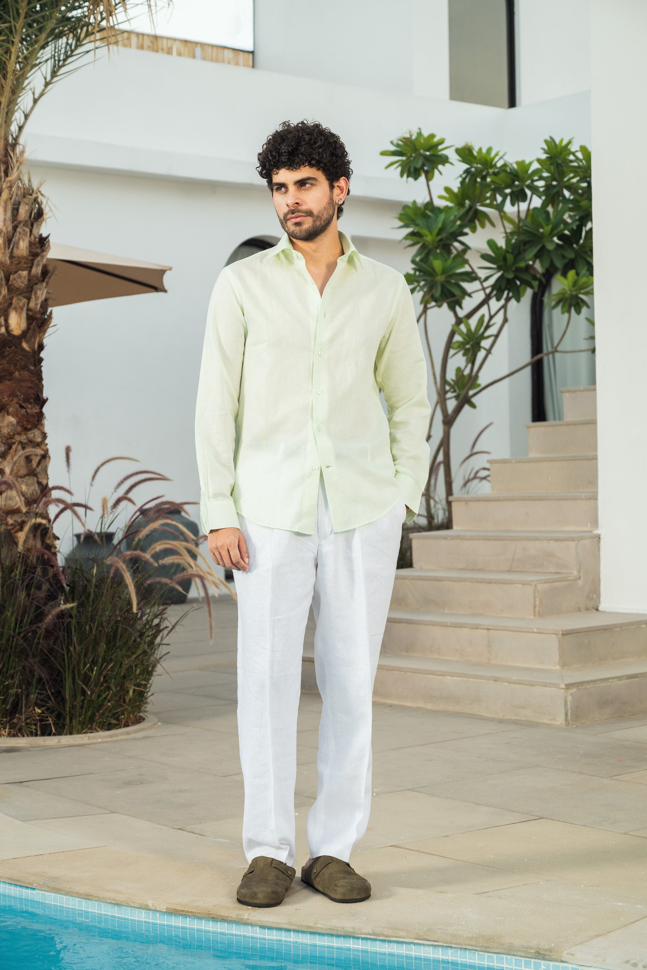 Mint Green Linen Blend Shirt