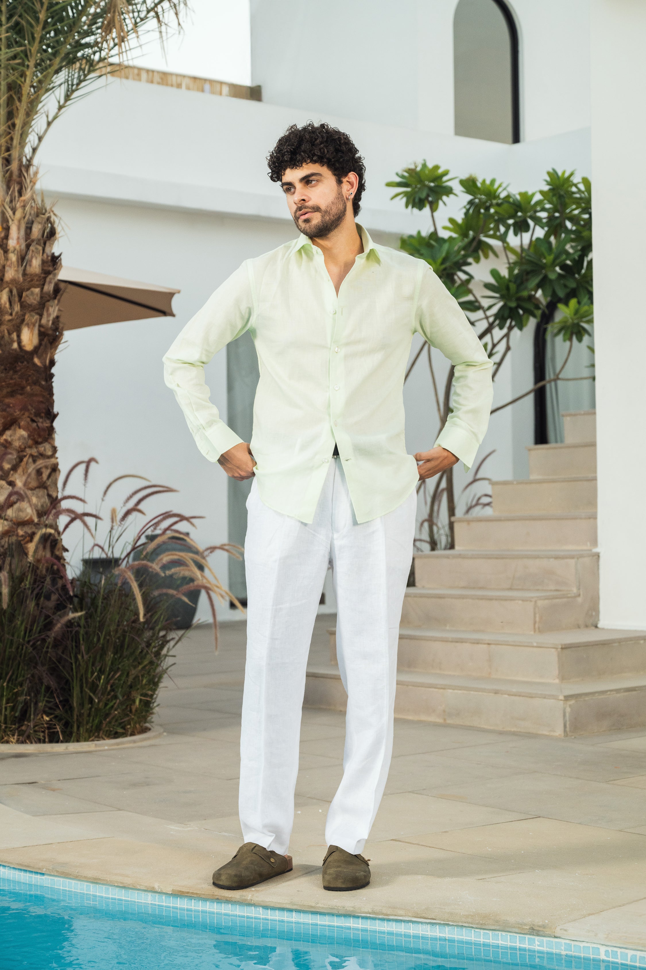 Mint Green Linen Blend Shirt