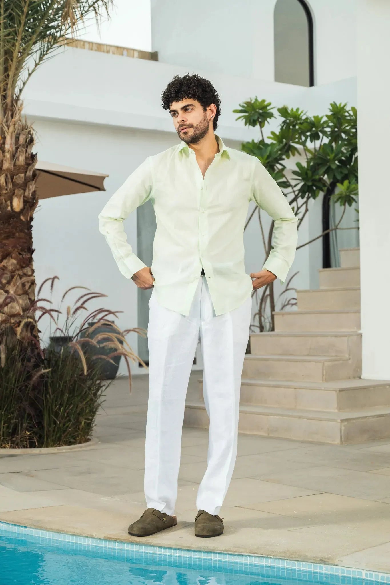 Mint Green Linen Blend Shirt