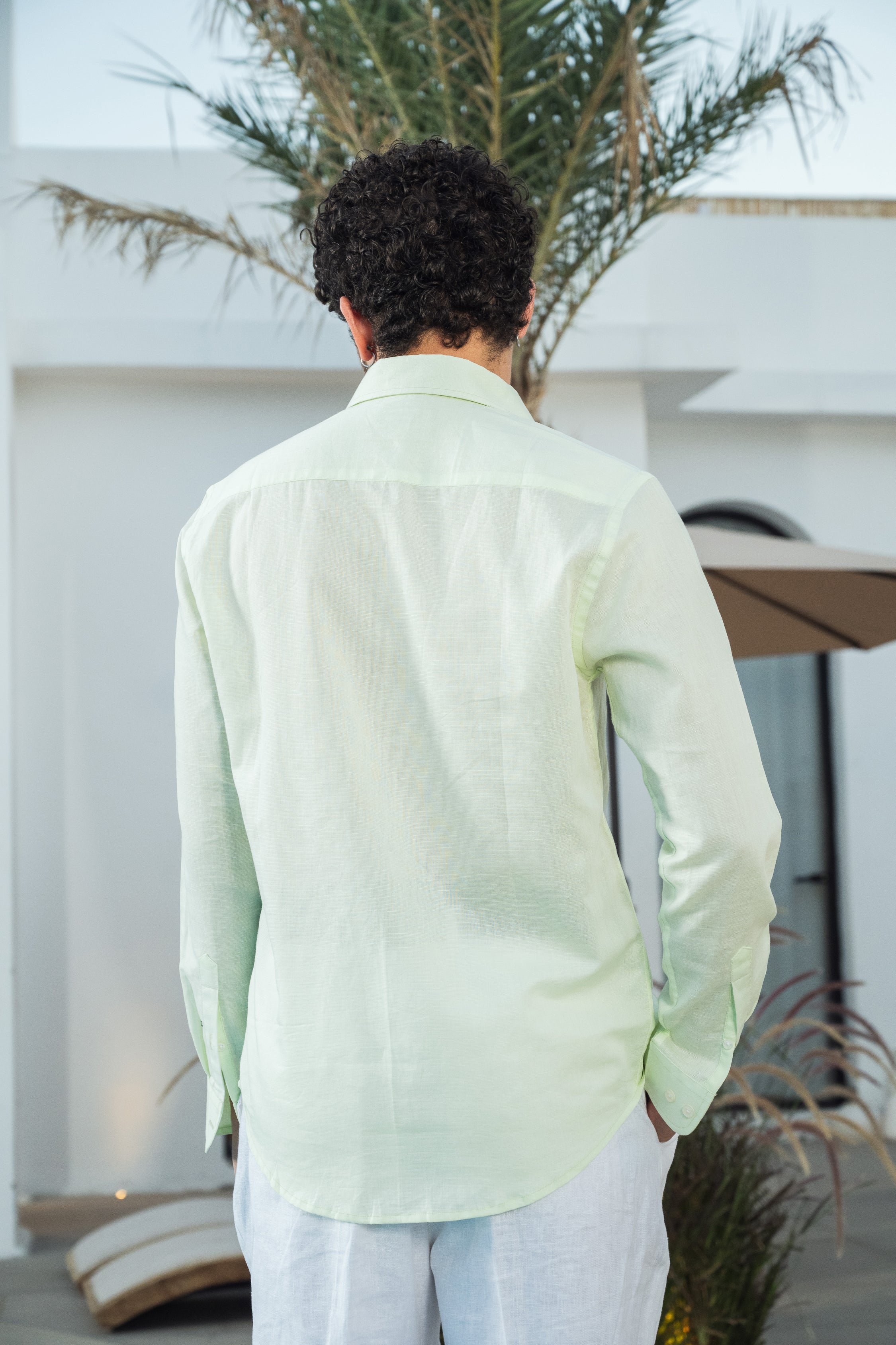 Mint Green Linen Blend Shirt